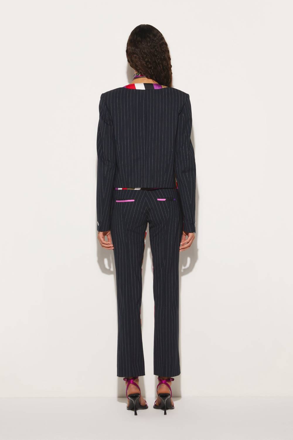 Pucci Pantaloni gessati con finiture Iride e Cigni Prezzo Ridotto
