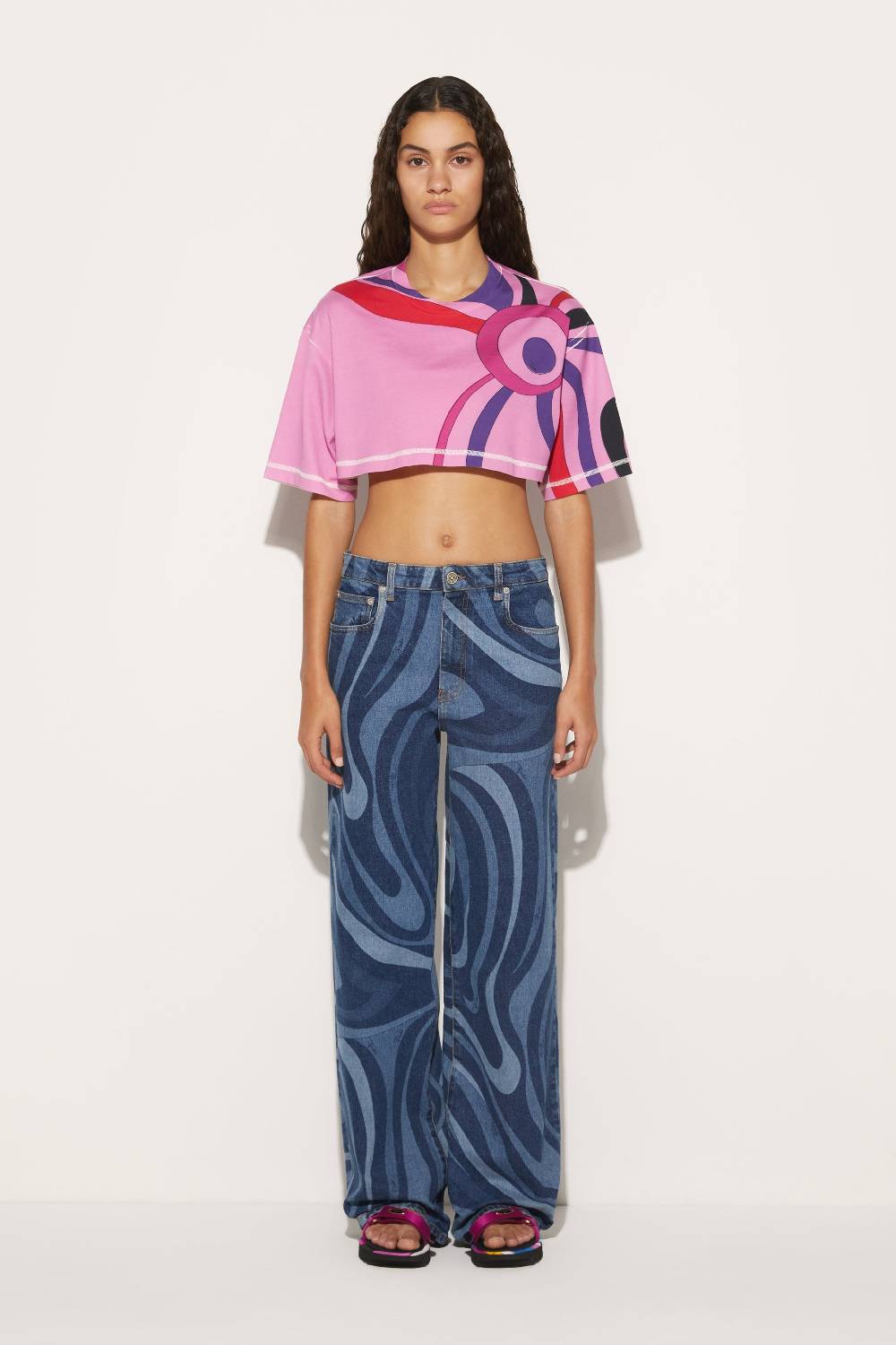 Pucci T-shirt cropped con stampa Marmo Economico