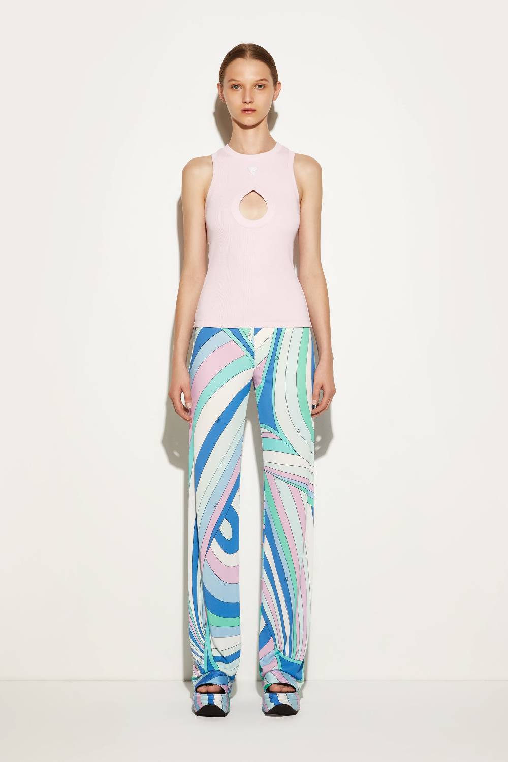 Pucci Canotta a costine con logo Pucci P Grandi sconti
