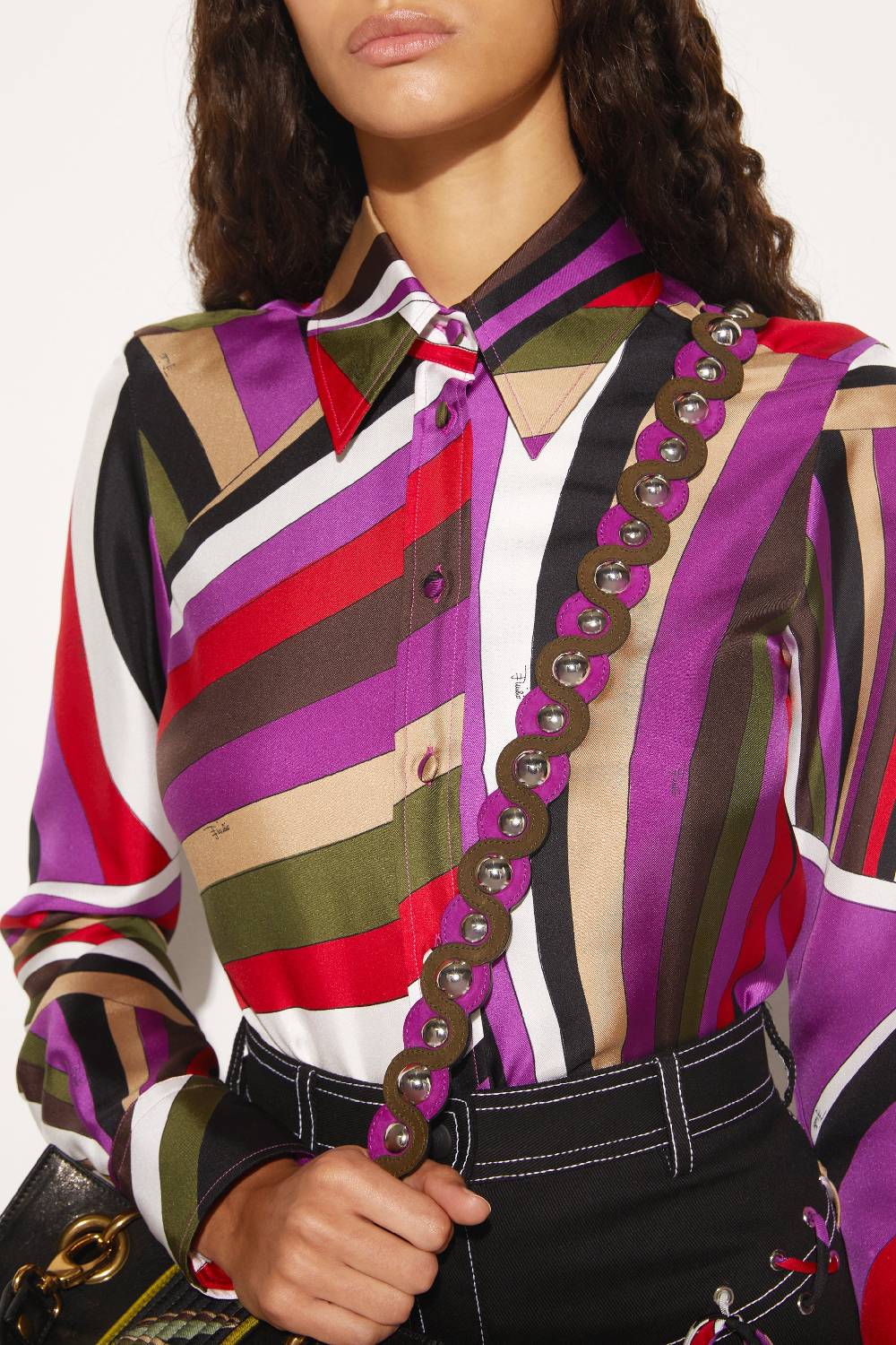Pucci Tracolla con borchie in pelle scamosciata Convenienza
