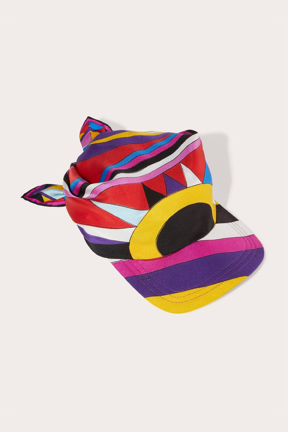 Pucci Cappello in seta con stampe Cigni e Iride In Vendita