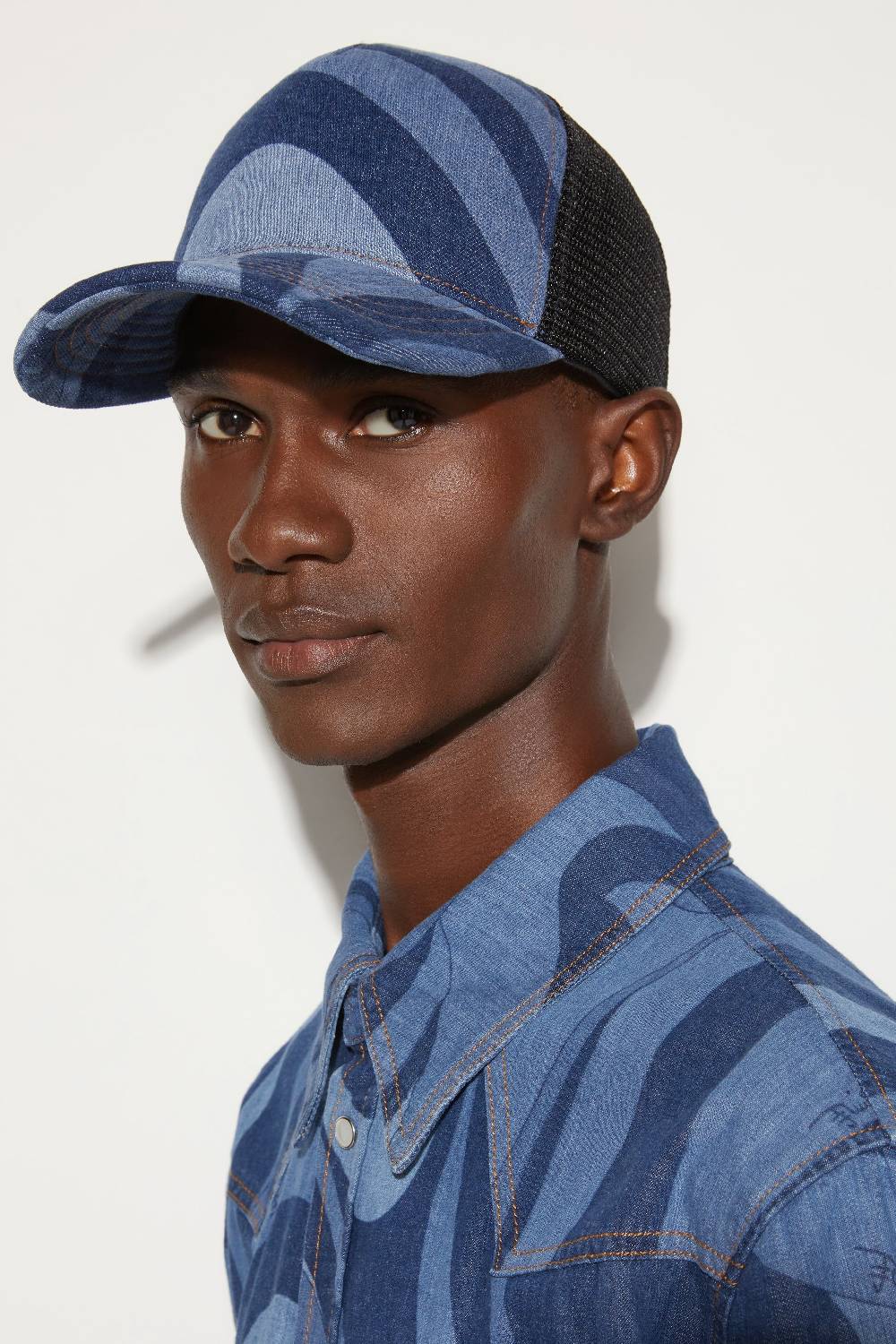 Pucci Cappello trucker in denim con stampa Marmo Comprare a buon mercato