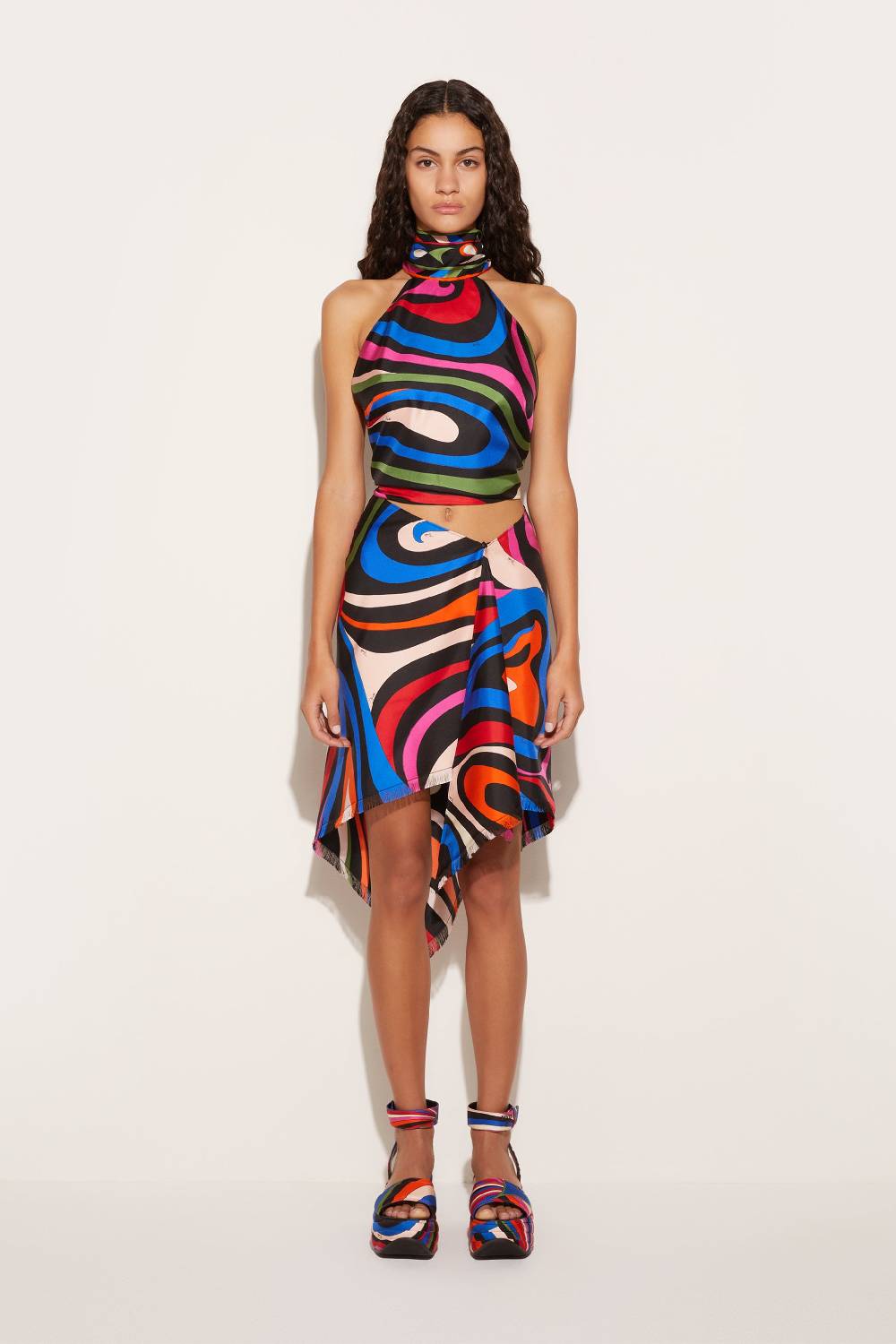 Pucci Top in seta con stampa Marmo Smaltimento dello stoccaggio