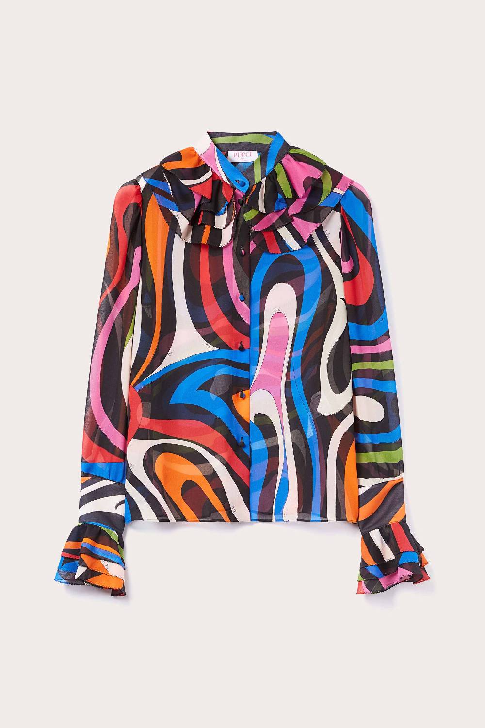 Pucci Camicia in seta con stampa Marmo Offerte esclusive