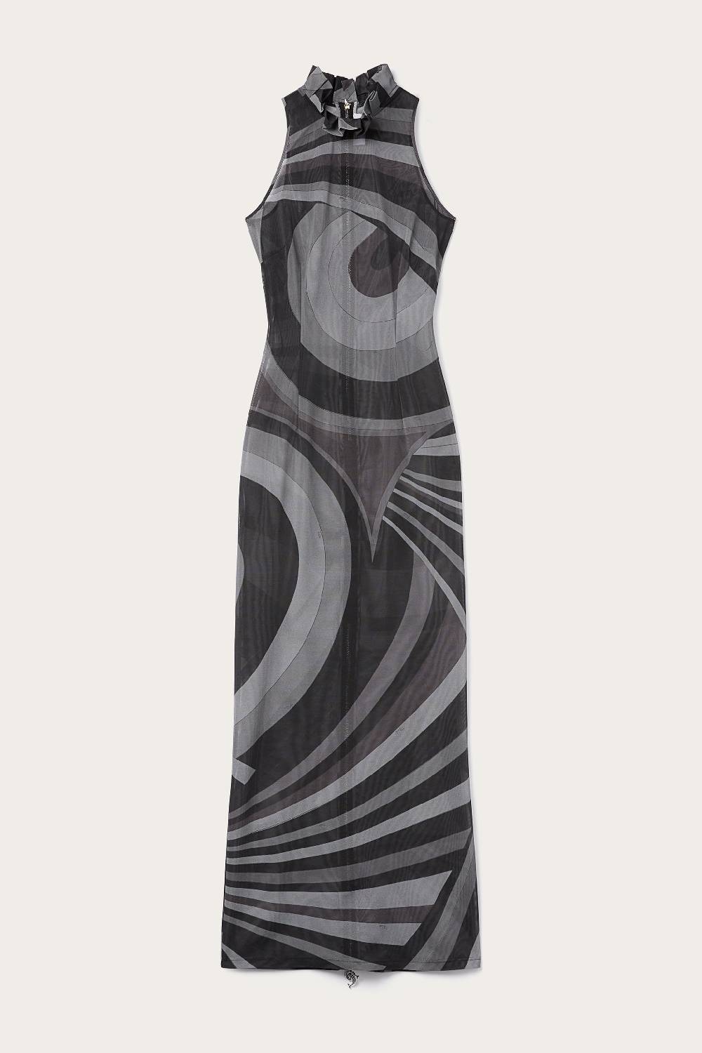 Pucci Abito lungo in mesh con stampa Iride Sostegno trimestrale