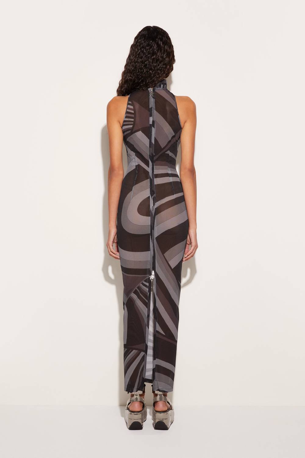 Pucci Abito lungo in mesh con stampa Iride Sostegno trimestrale