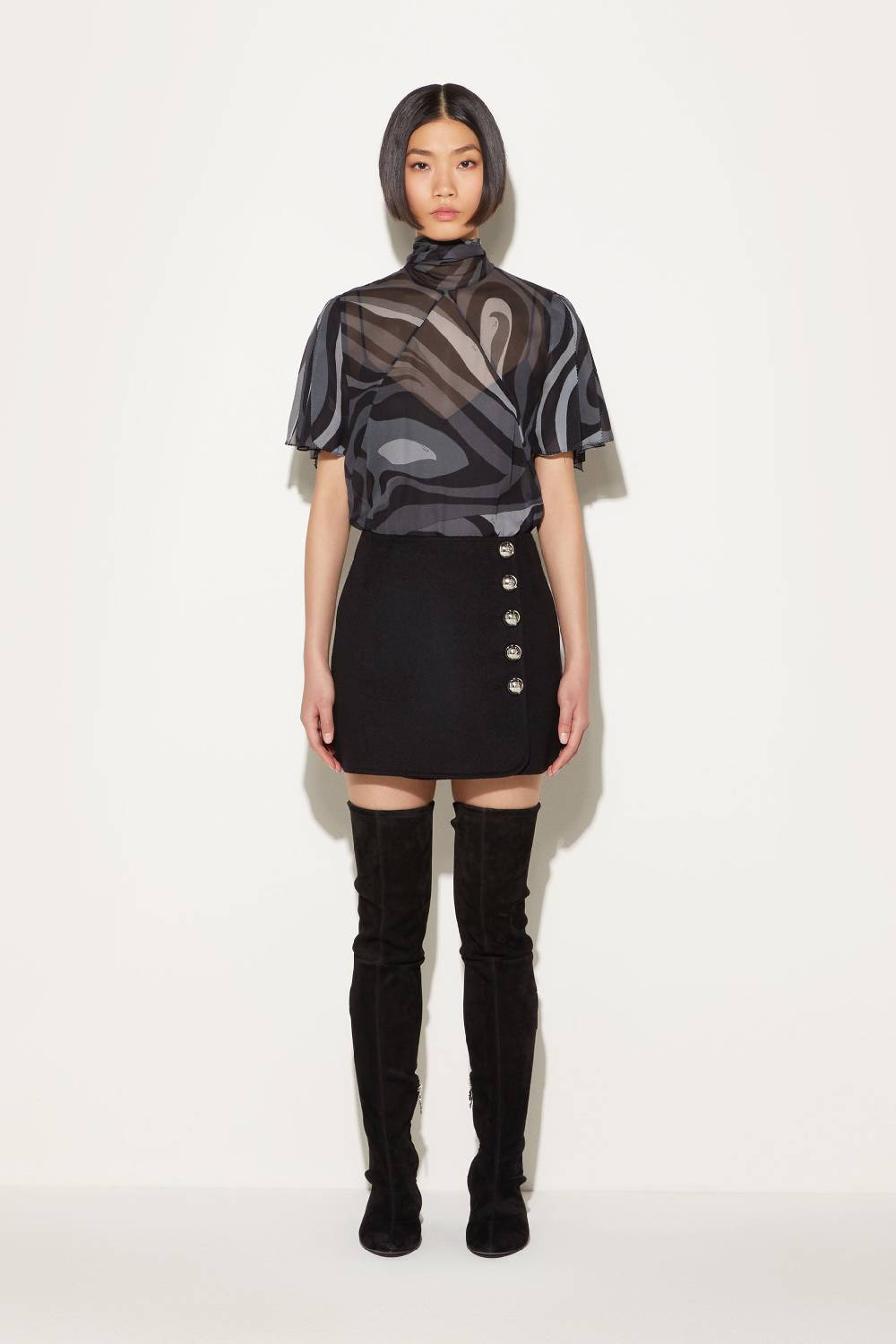 Pucci Top in seta con stampa Marmo Esporta salva