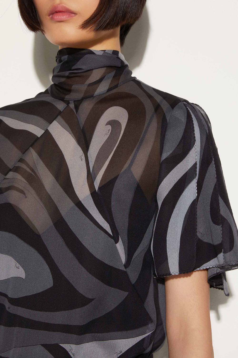 Pucci Top in seta con stampa Marmo Esporta salva