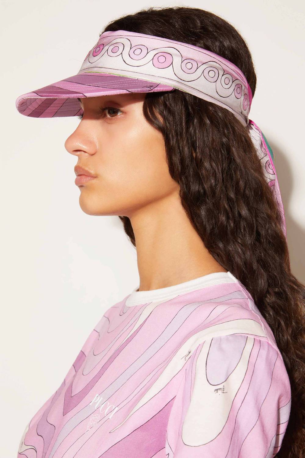Pucci Visiera in seta con stampe Marmo e Onde Shopping Online