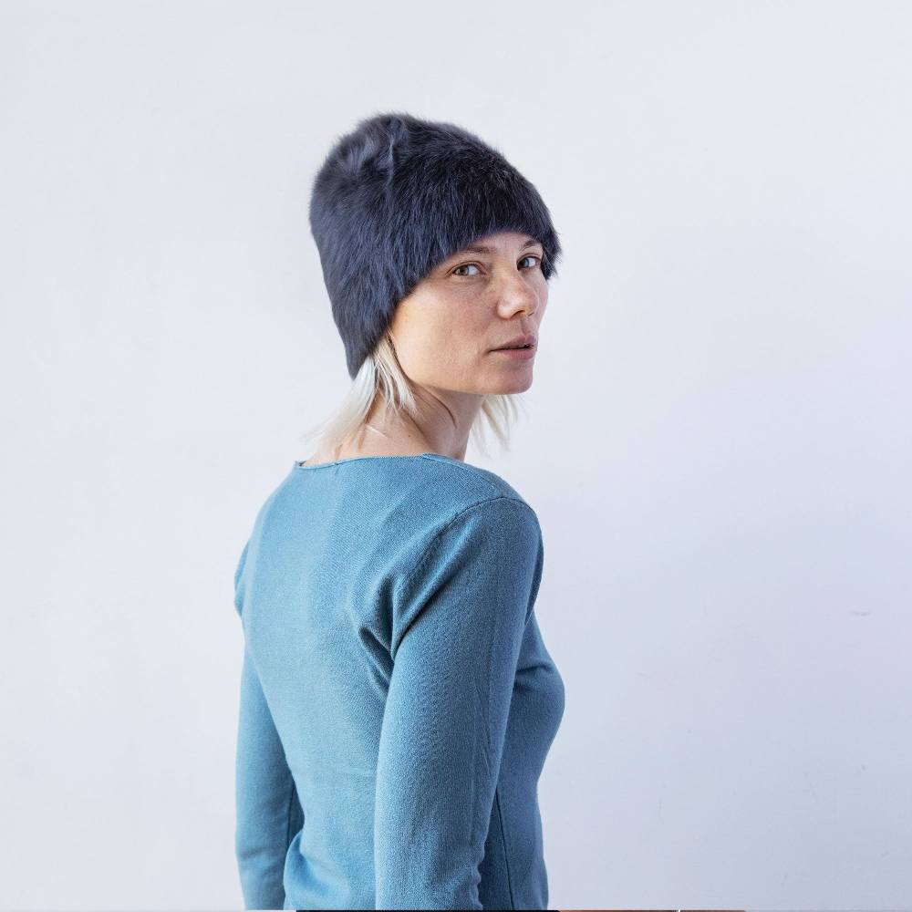 Reinhard Plank CUFFIA ANGORA ANTRACITE In Saldo