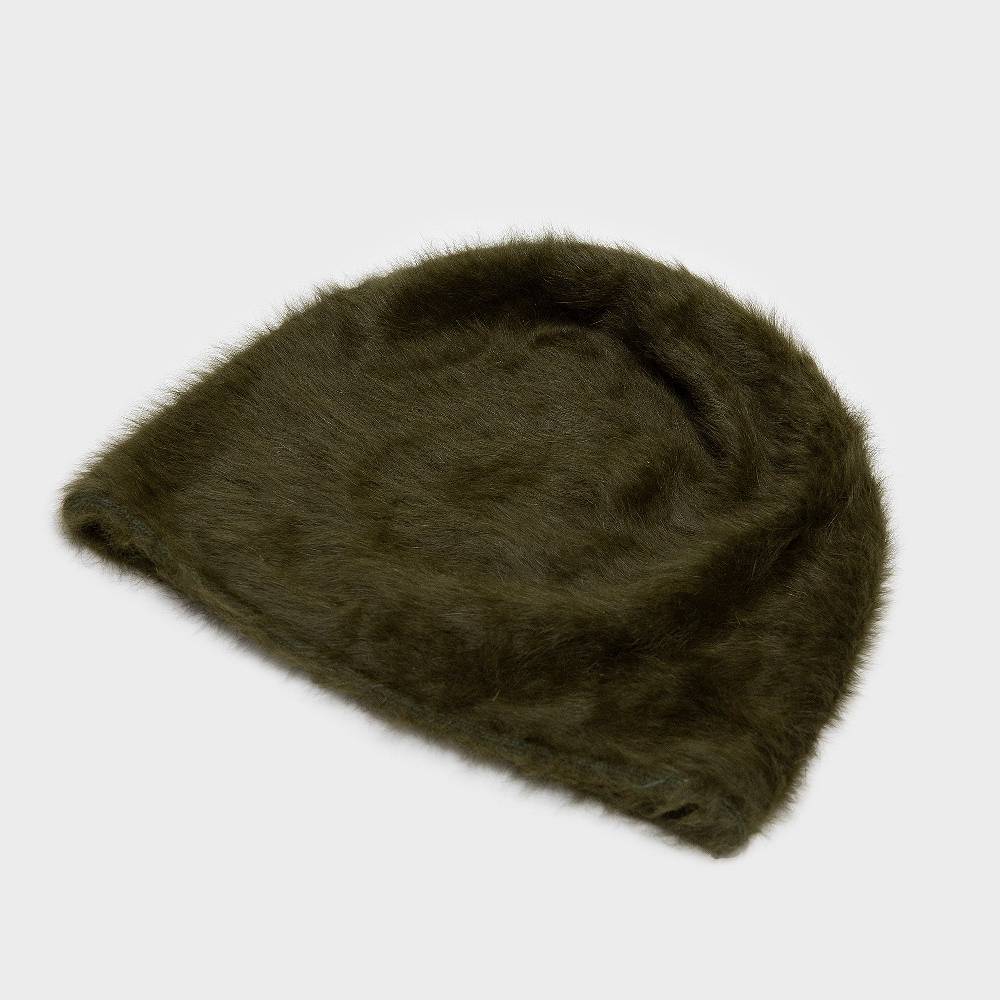 Reinhard Plank CUFFIA ANGORA VERDE SCURO Nuova