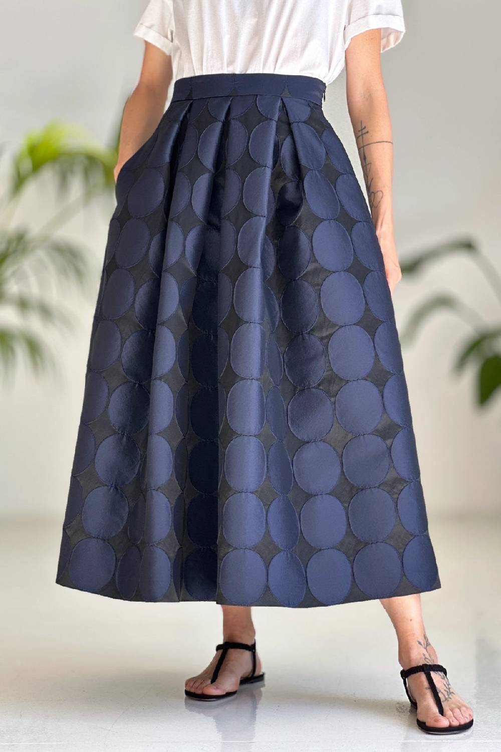 Lunatica Milano Gonna midi Pois Black/Blu Saldi
