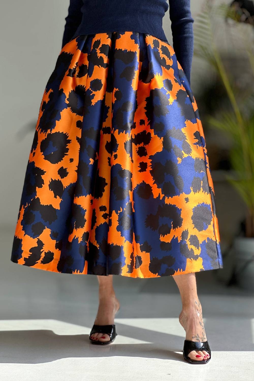 Lunatica Milano Gonna Animalier Orange Blu Fino Al -60%