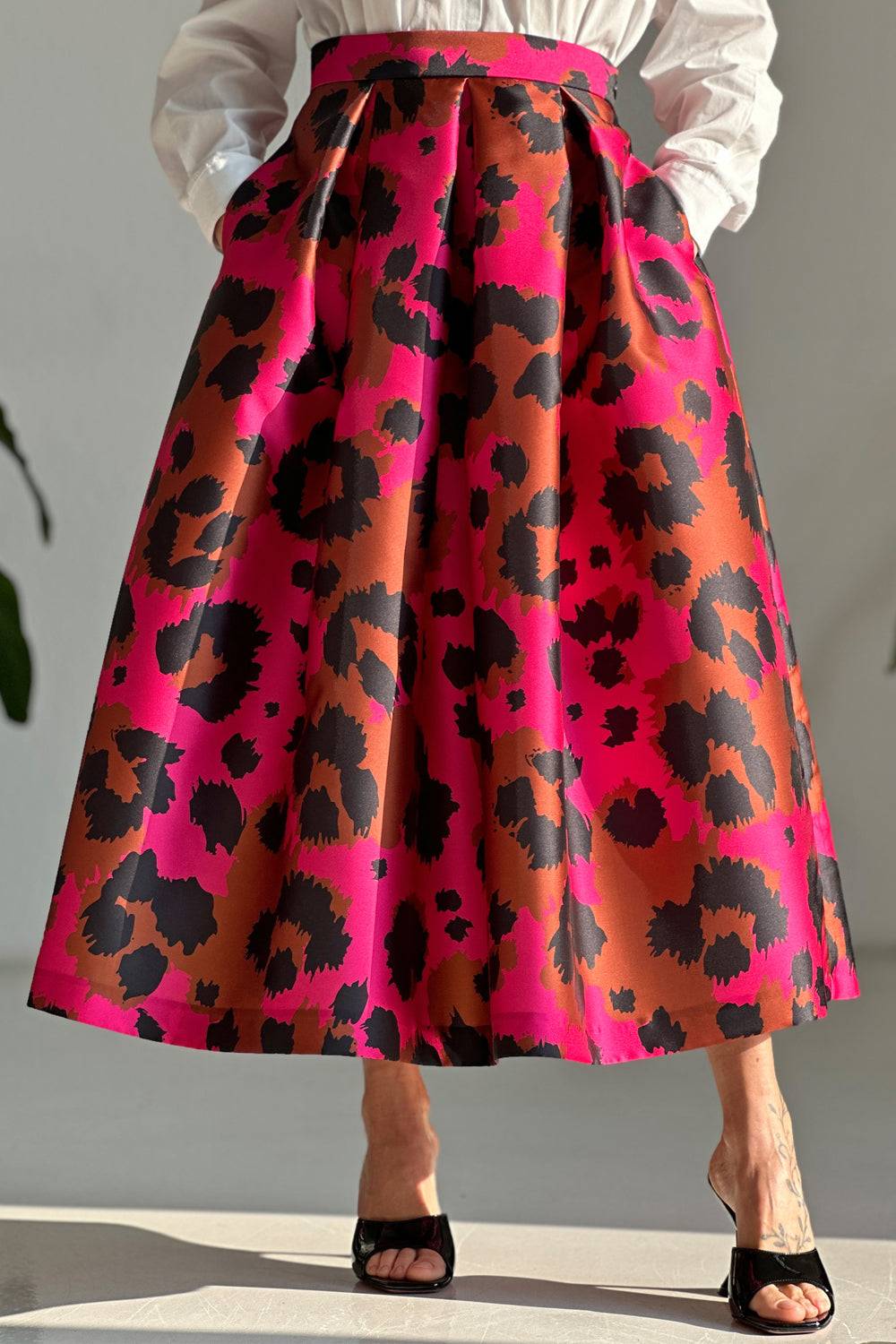 Lunatica Milano Gonna Animalier Fucsia Brown Saldi