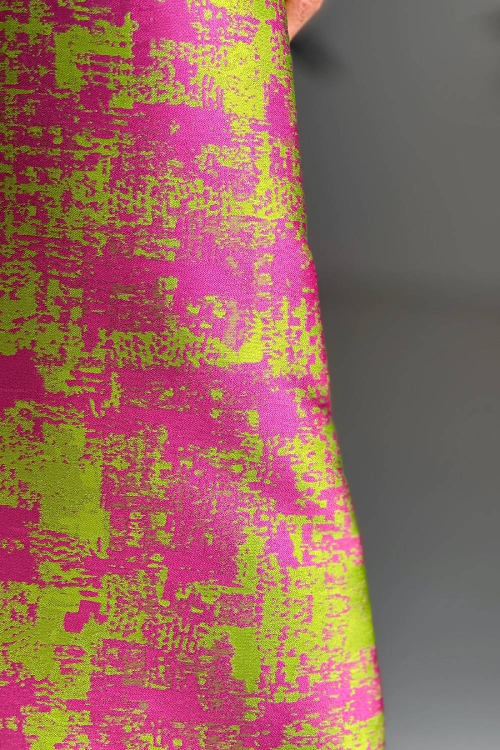 Lunatica Milano Gonna Svasata Abstract Green Fucsia Vendita Calda