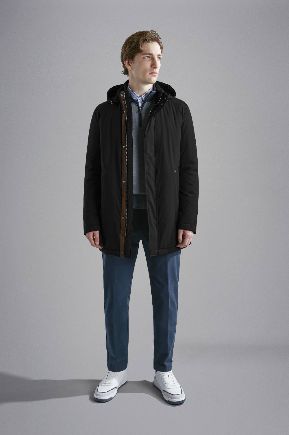 ﻿Paul & Shark Car Coat in Typhoon Platinum Paul & Shark Spedizione Gratuita