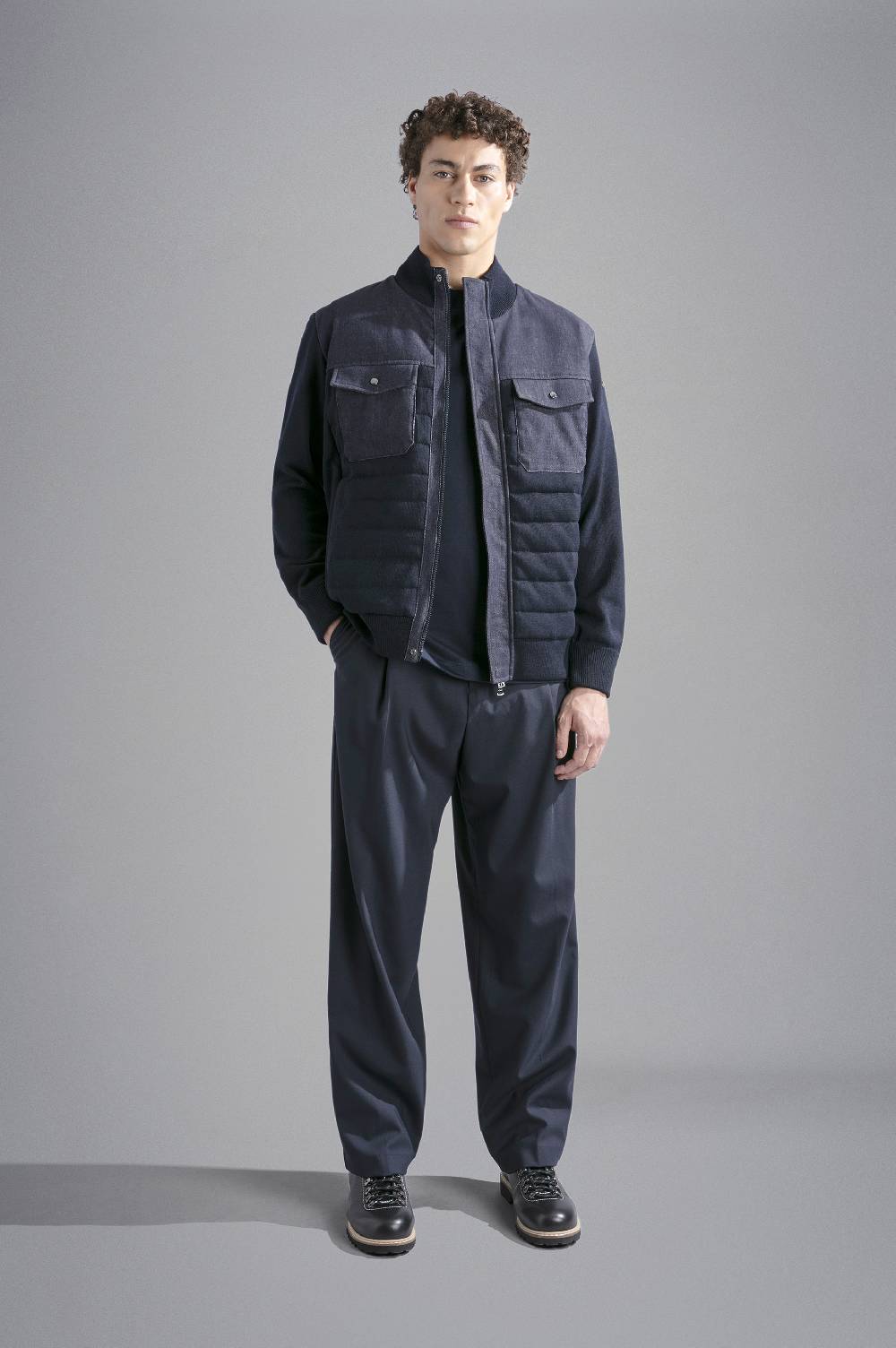 Paul & Shark Maglia Hybrid in lana e denim Paul & Shark In Vendita