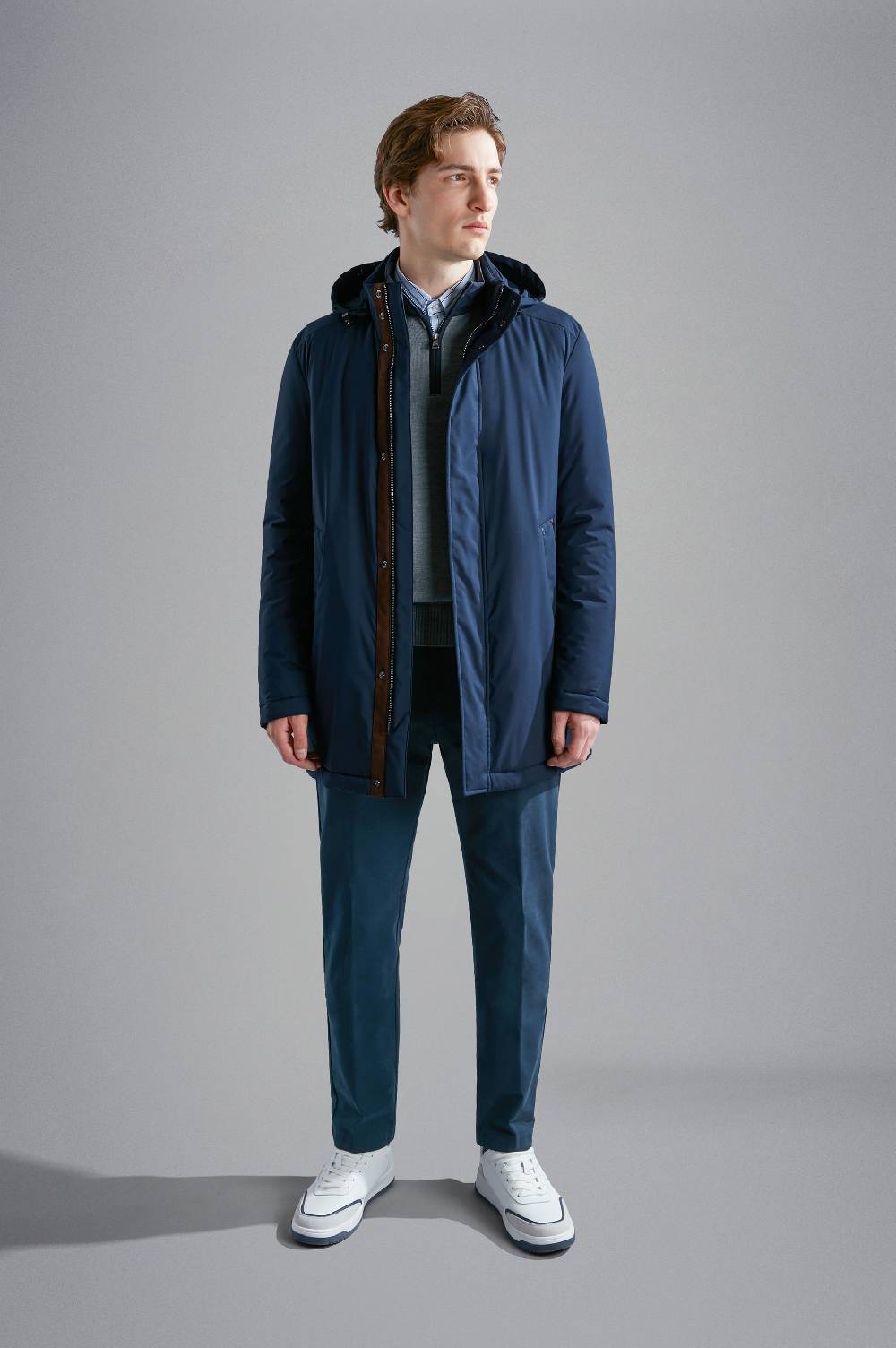 Paul & Shark Car Coat in Typhoon Platinum Paul & Shark Economico