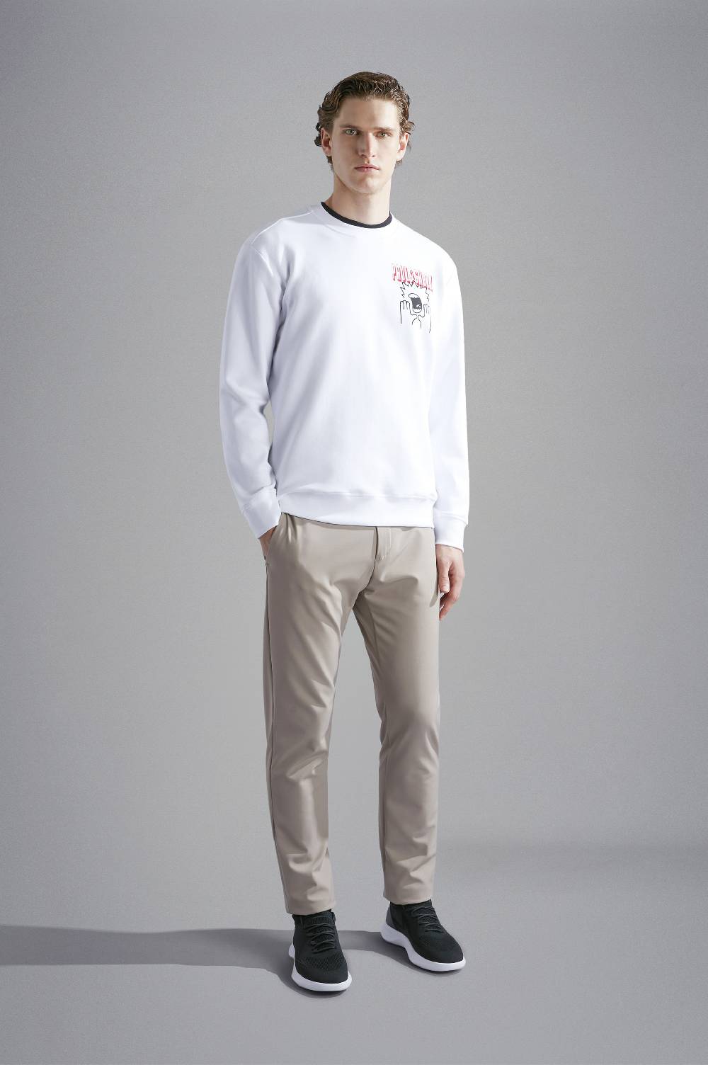 Paul & Shark Felpa in cotone Soft Active Fleece con stampe Paul & Shark Sottocosto