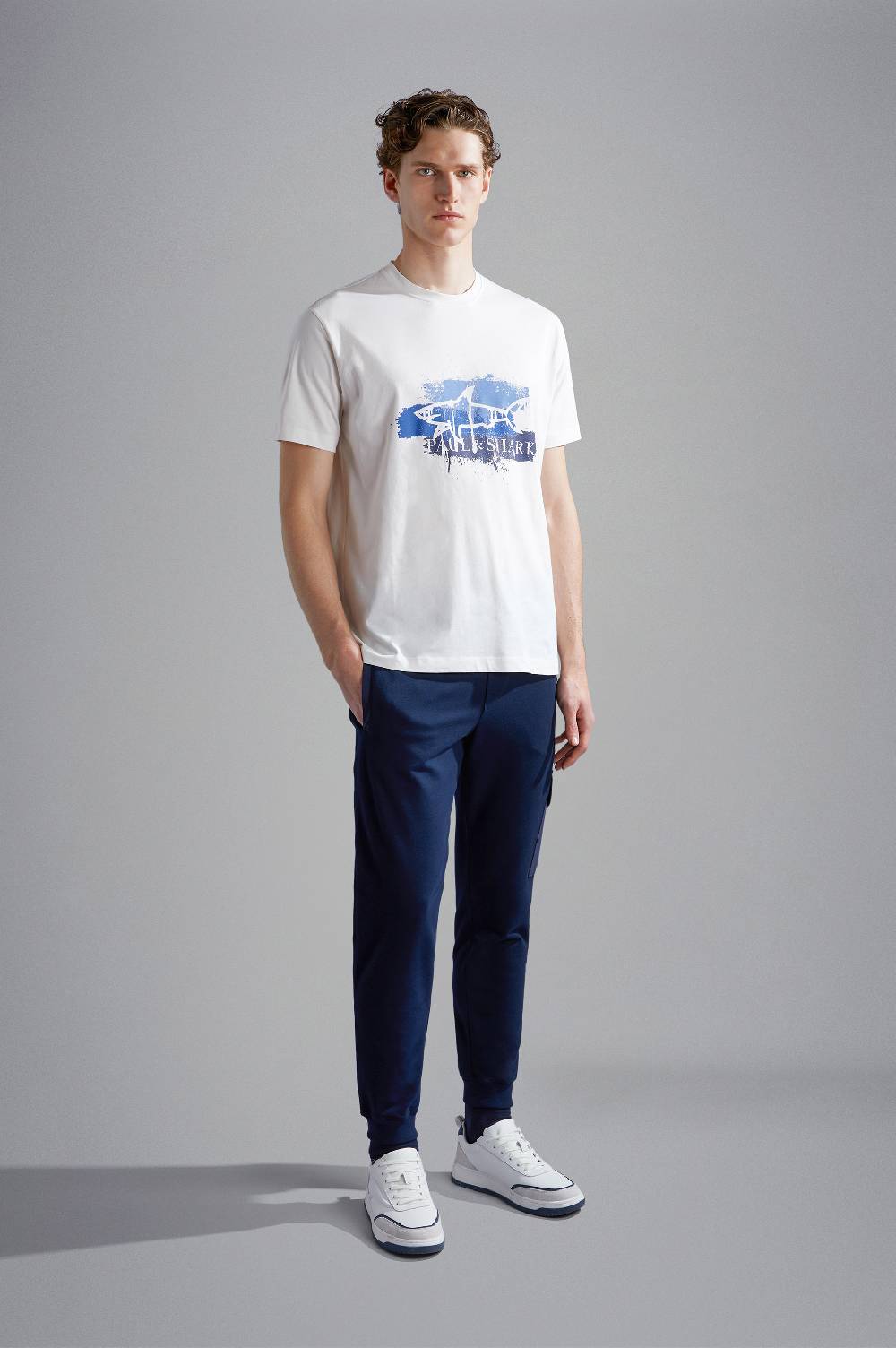 Paul & Shark T-shirt in cotone con stampa spray Paul & Shark Sconto