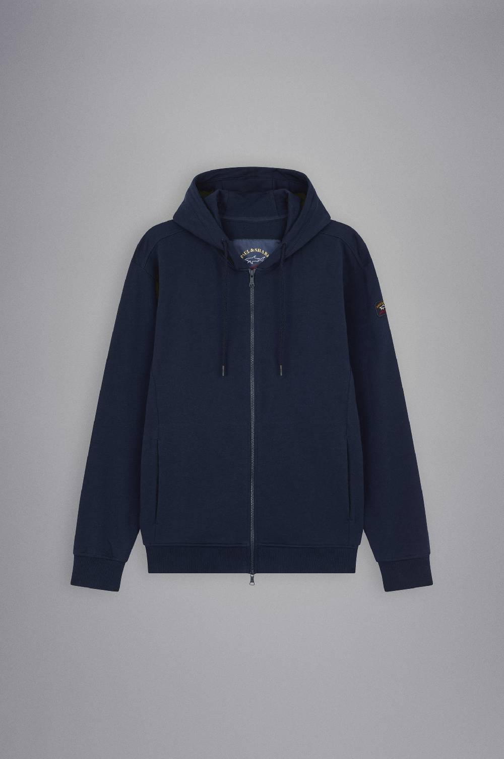 Paul & Shark Felpa con zip in cotone con badge iconico Paul & Shark Saldi Di Fabbrica