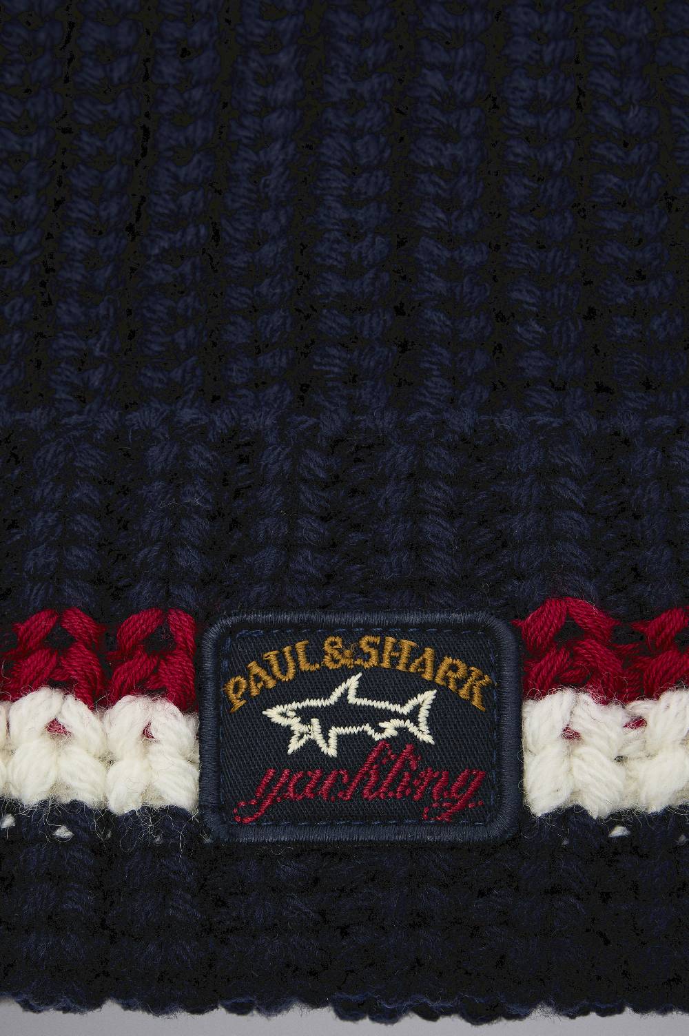Paul & Shark Berretto in lana a coste con badge iconico Paul & Shark Officina