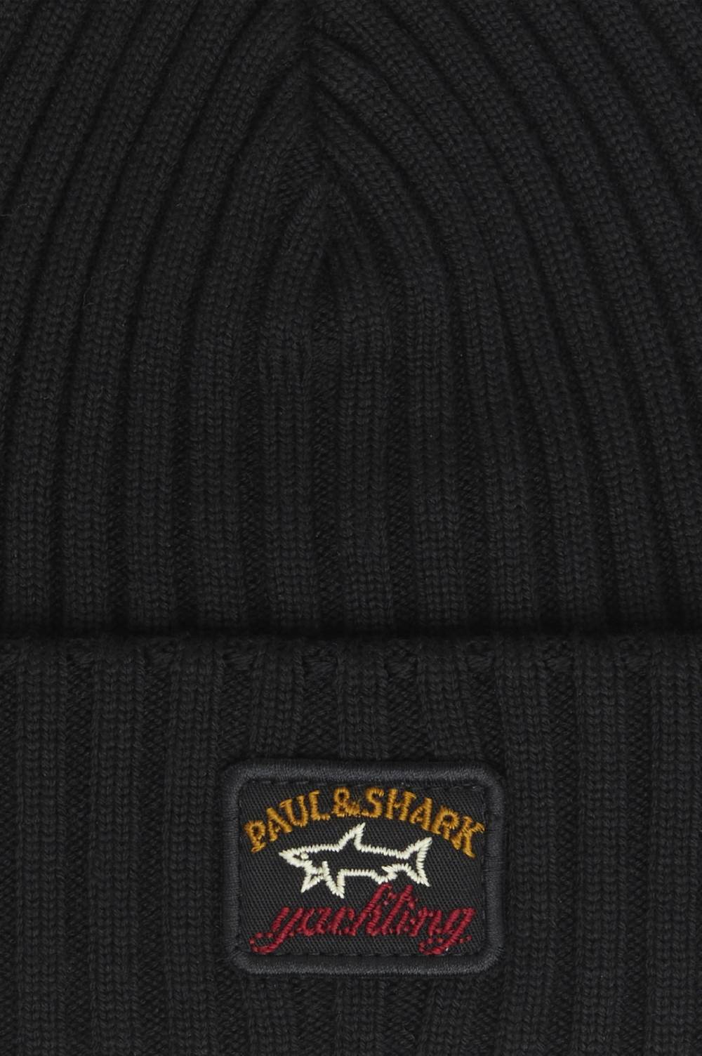 Paul & Shark Berretto in lana a coste con badge iconico Paul & Shark Esporta salva