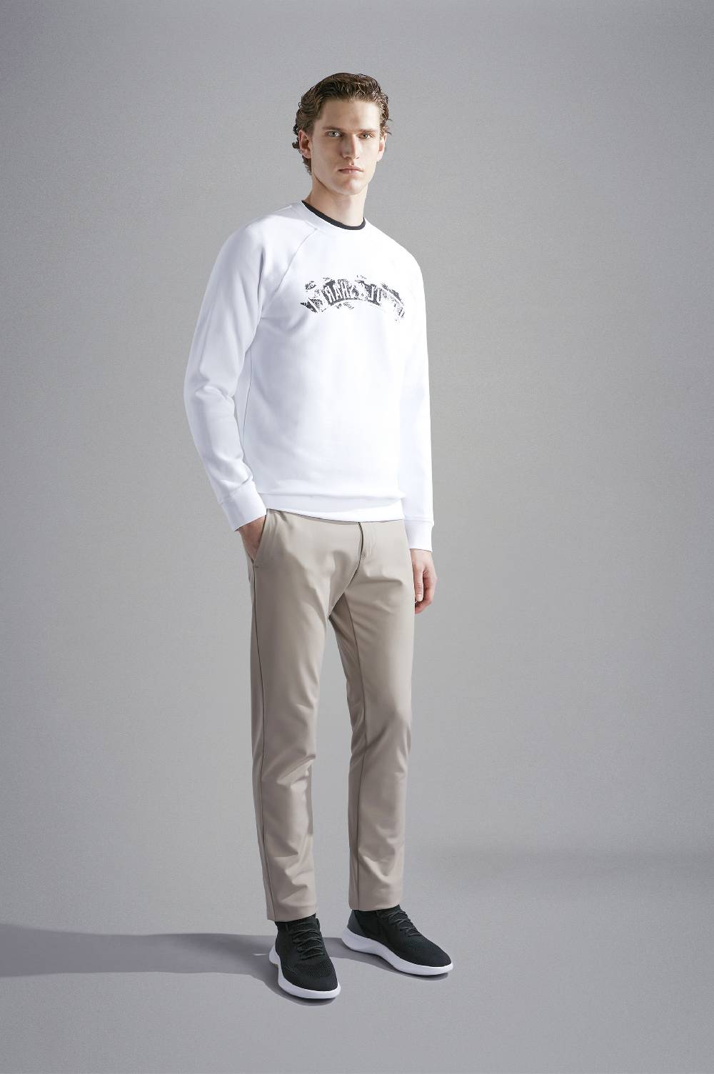 Paul & Shark Felpa in cotone Soft Active Fleece con stampa Paul & Shark Pezzi Unici