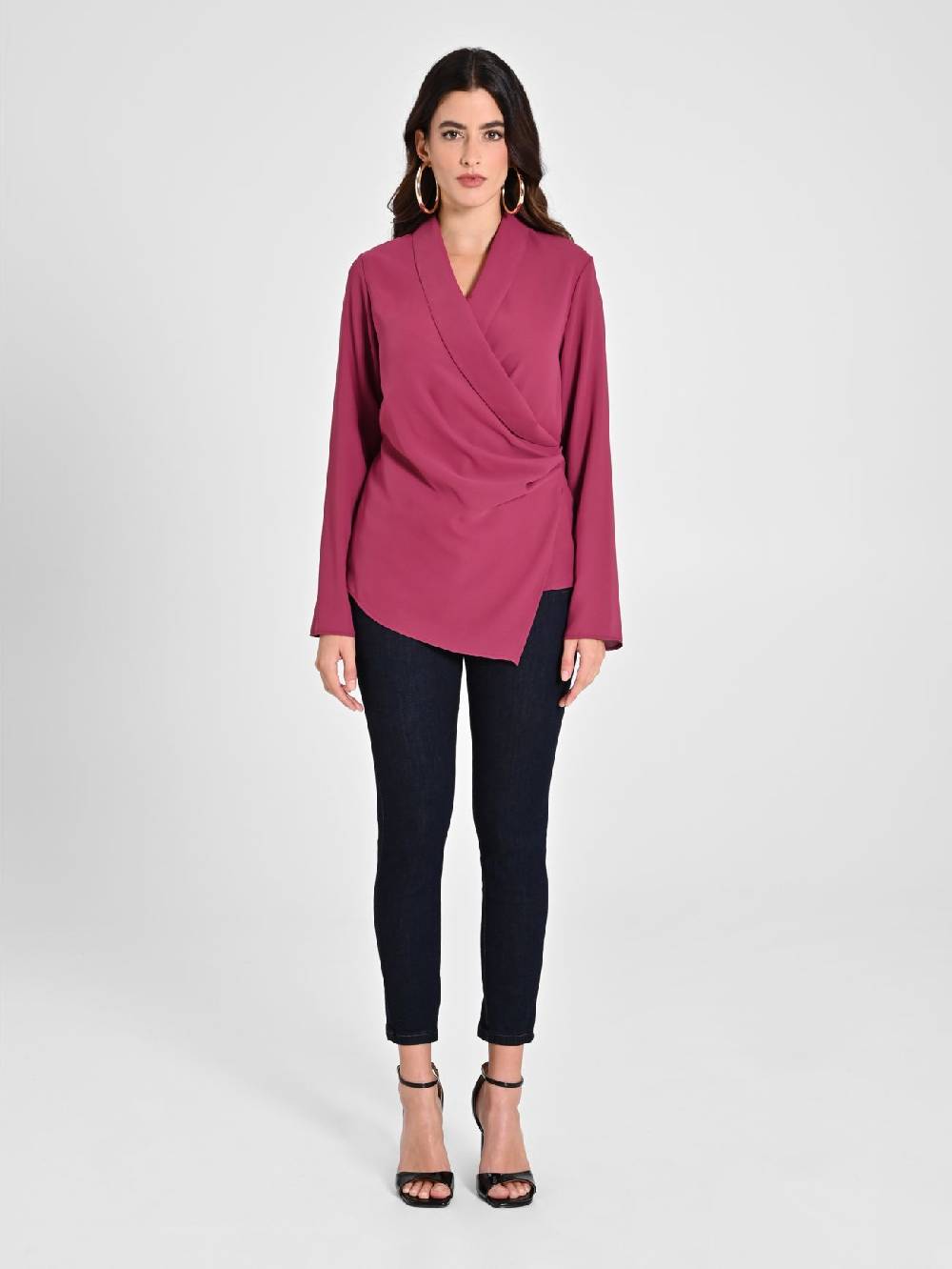 Rinascimento Blusa Bordeaux con Drappeggio Saldi Di Fabbrica