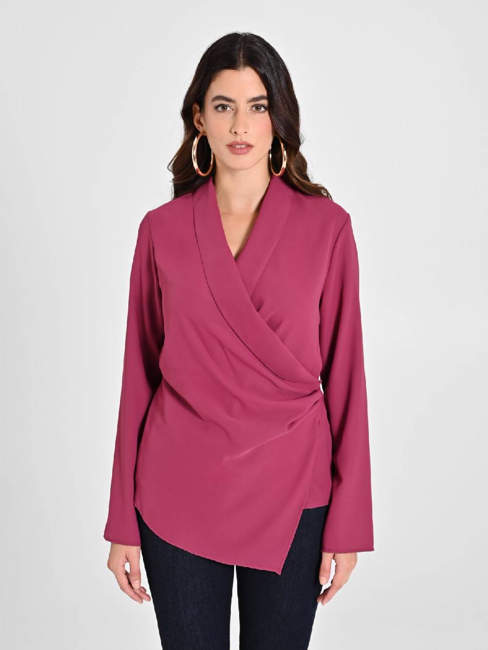 Rinascimento Blusa Bordeaux con Drappeggio Saldi Di Fabbrica
