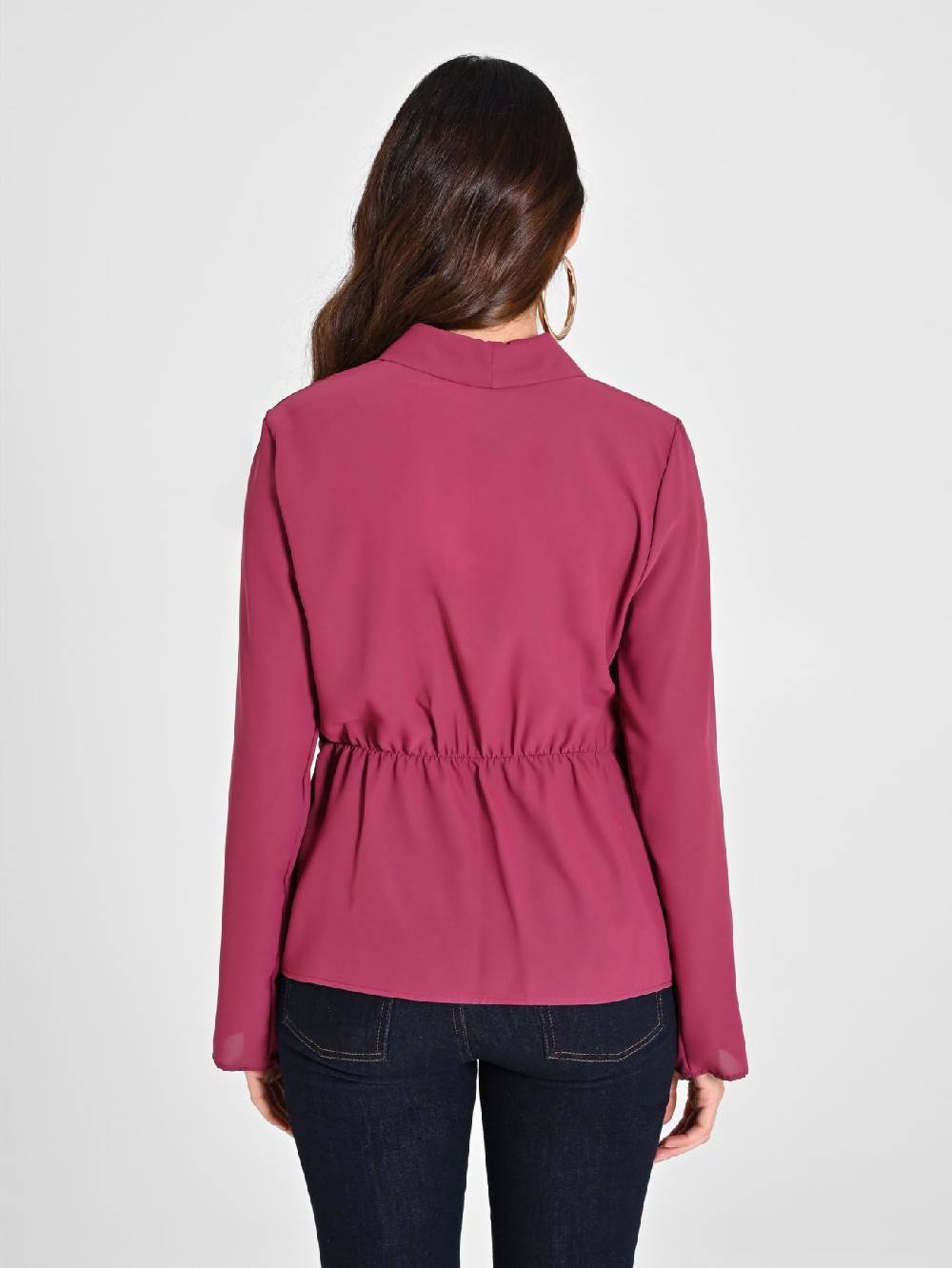 Rinascimento Blusa Bordeaux con Drappeggio Saldi Di Fabbrica