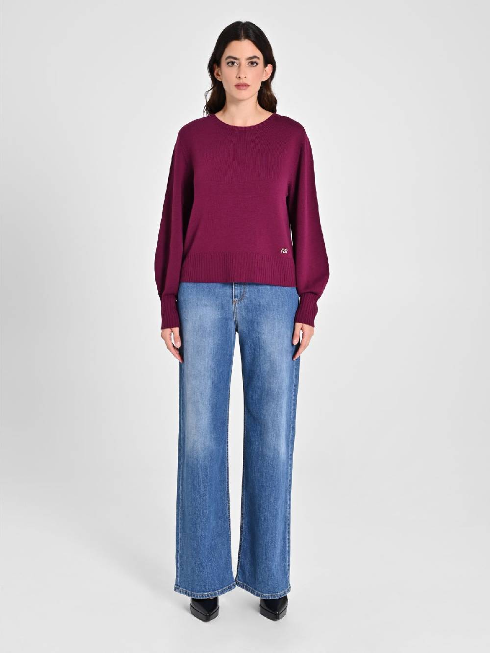 Rinascimento Maglioncino Lana Merino Extrafine Bordeaux Vendite Flash