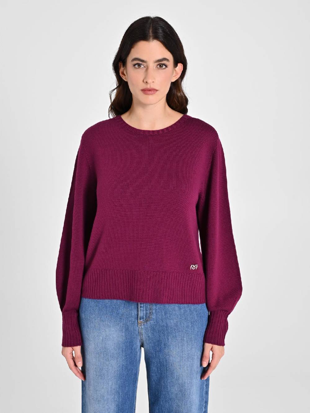 Rinascimento Maglioncino Lana Merino Extrafine Bordeaux Vendite Flash