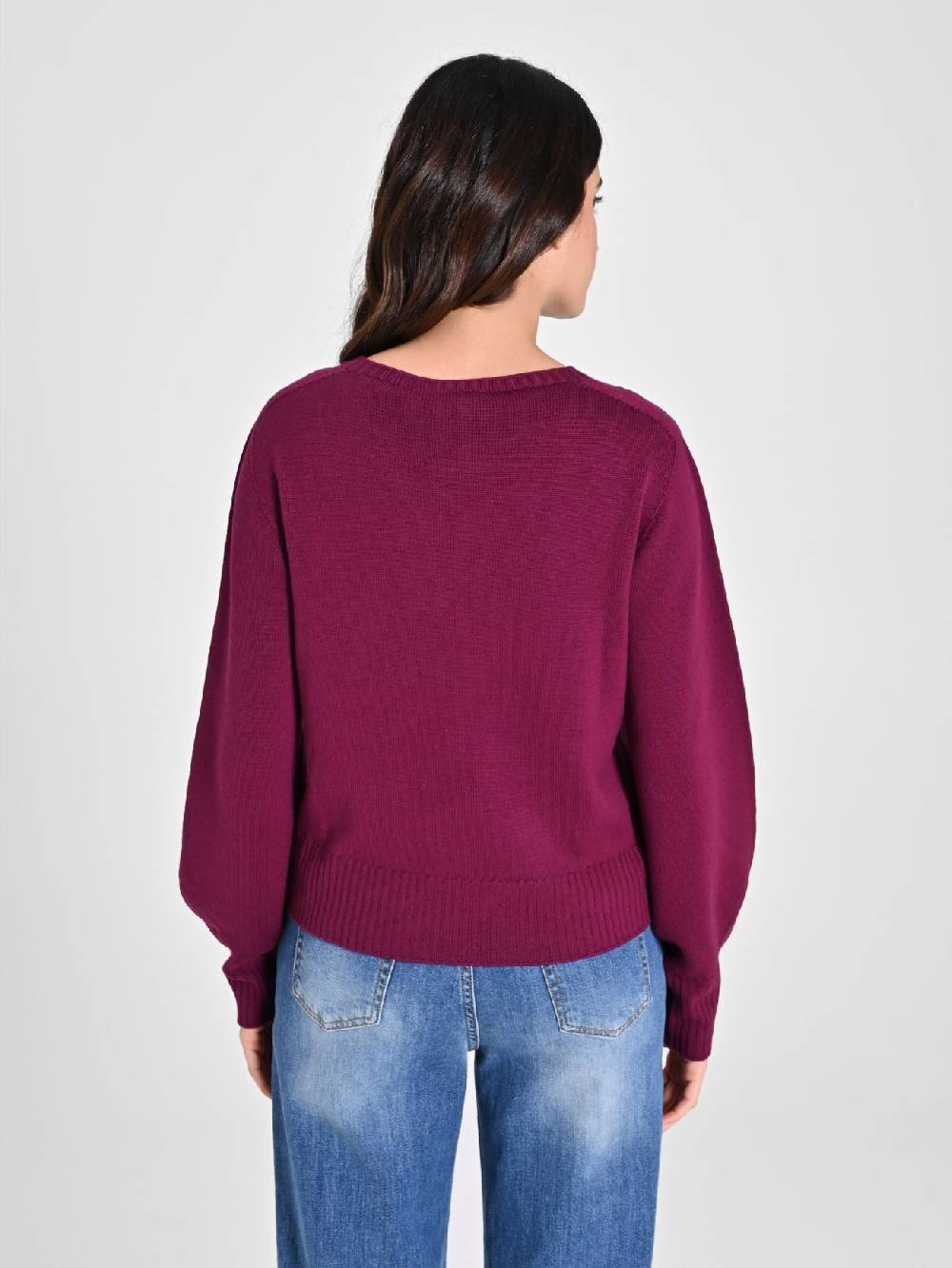 Rinascimento Maglioncino Lana Merino Extrafine Bordeaux Vendite Flash