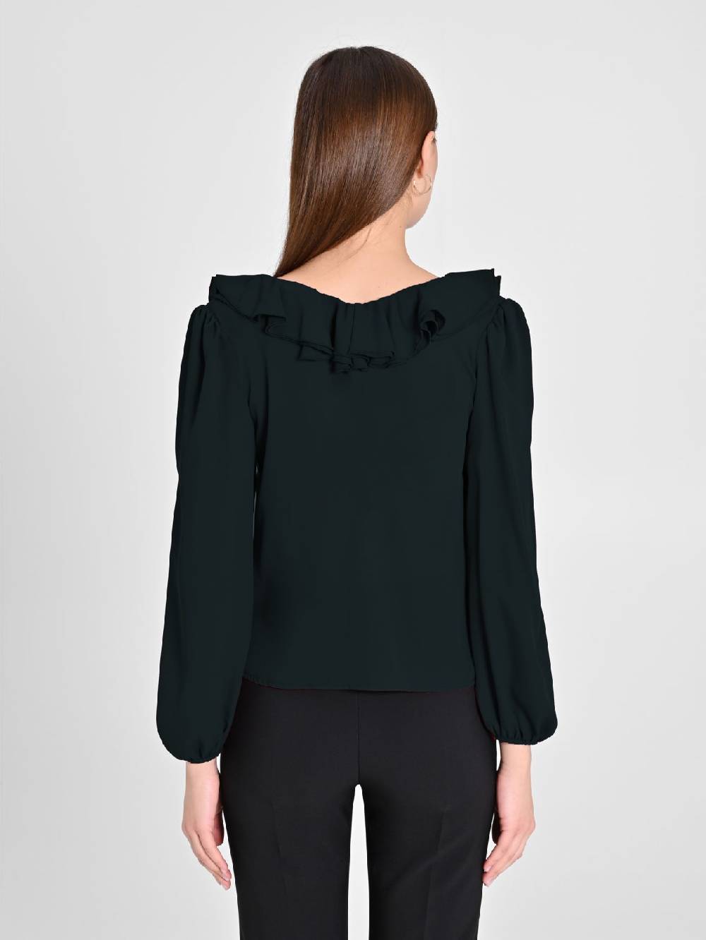 Rinascimento Blusa Nera con Rouche Spedizione Gratuita