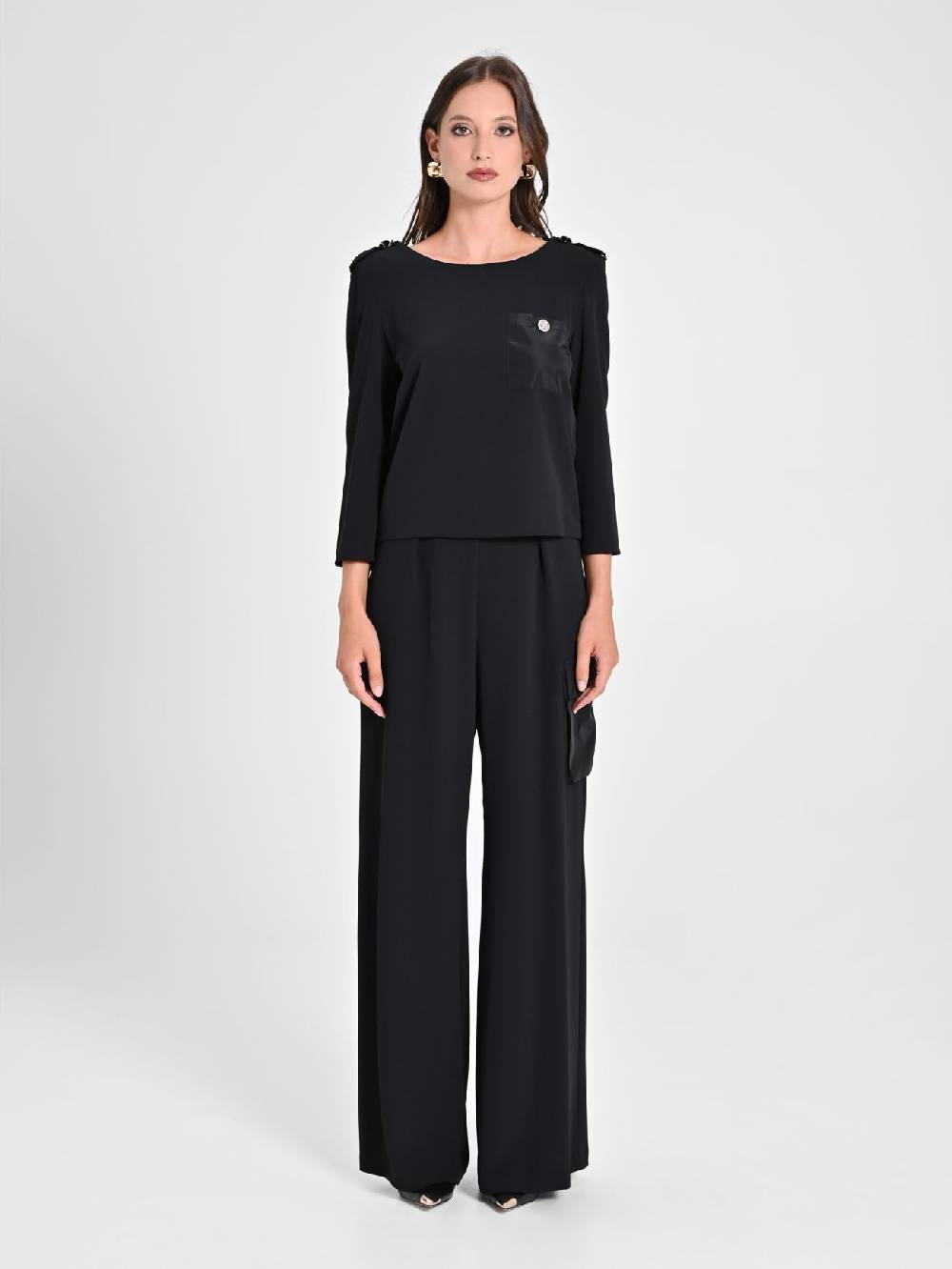 Rinascimento Blusa con Taschino in Taffetà Acquista Ora