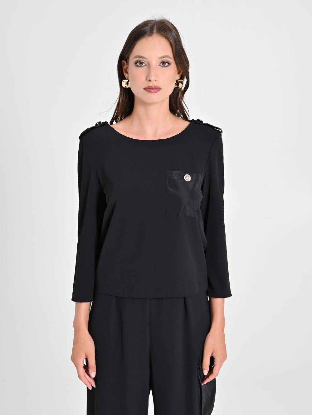 Rinascimento Blusa con Taschino in Taffetà Acquista Ora