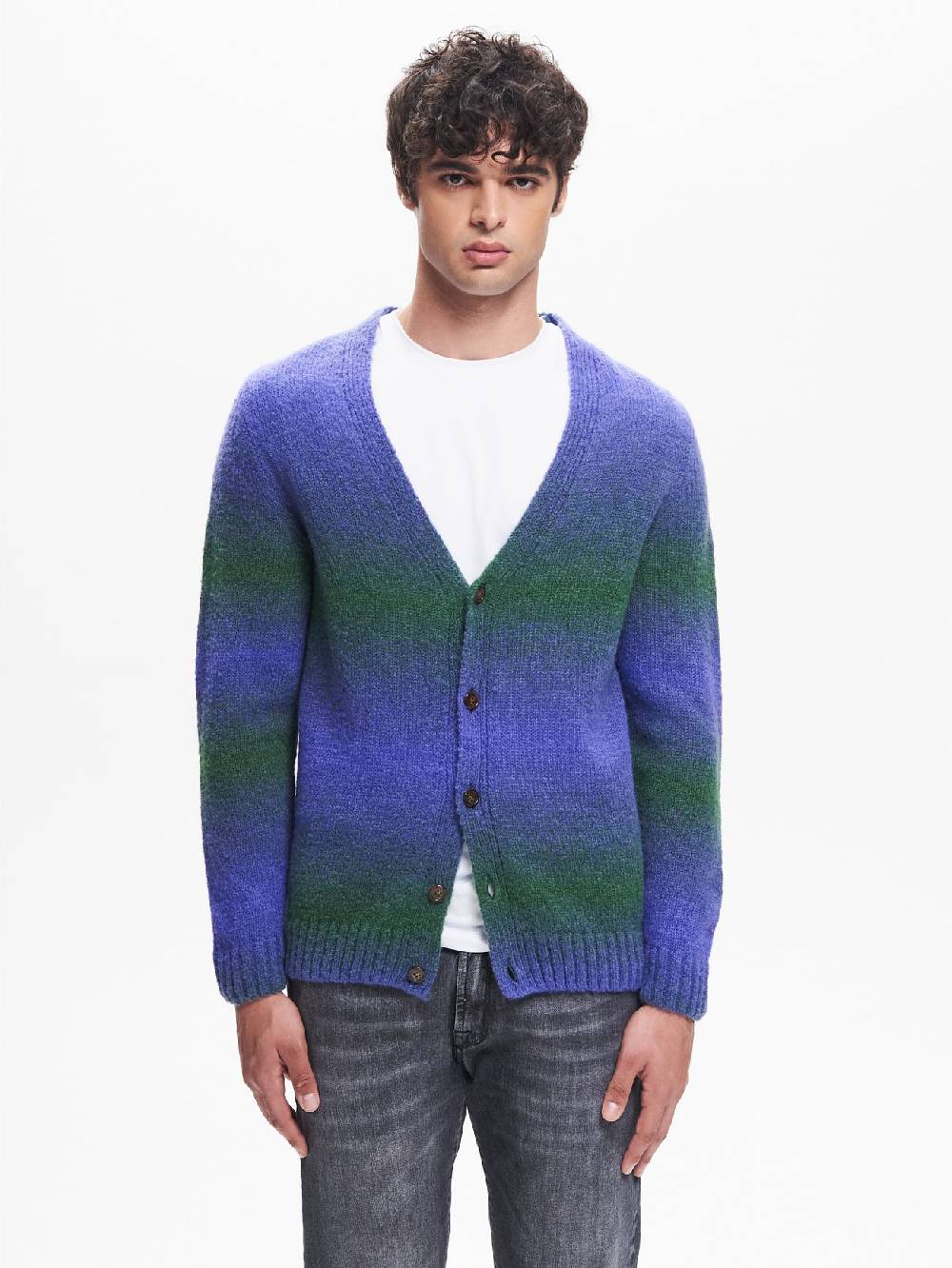 Rinascimento Cardigan Uomo effetto Degradè Verde QB24 Promozione Limitata