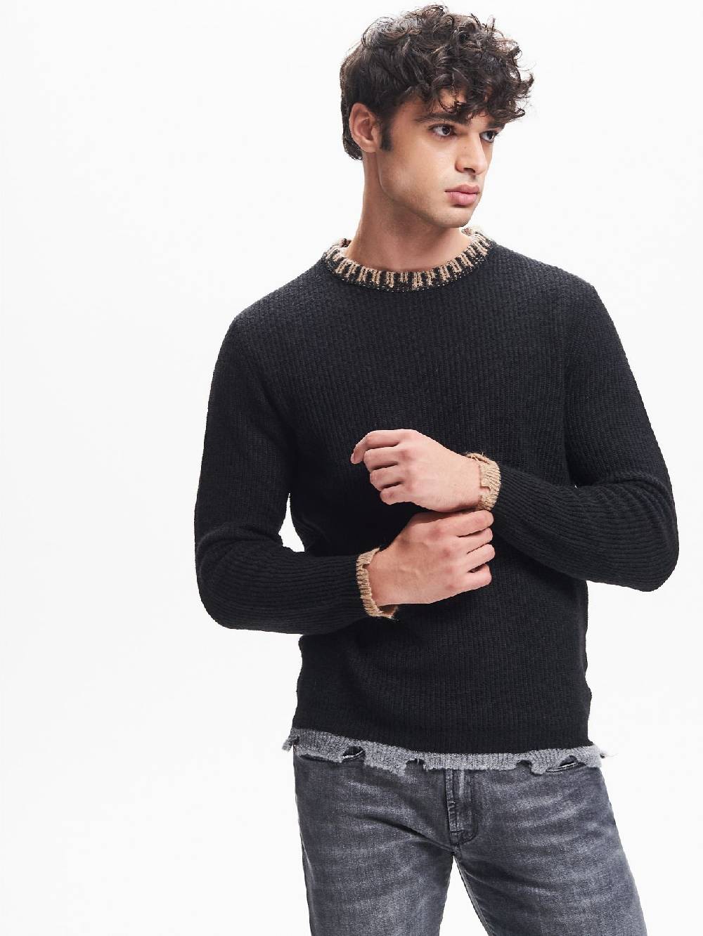 Rinascimento Maglia Girocollo Uomo Costa Inglese Nero QB24 Shopping Online