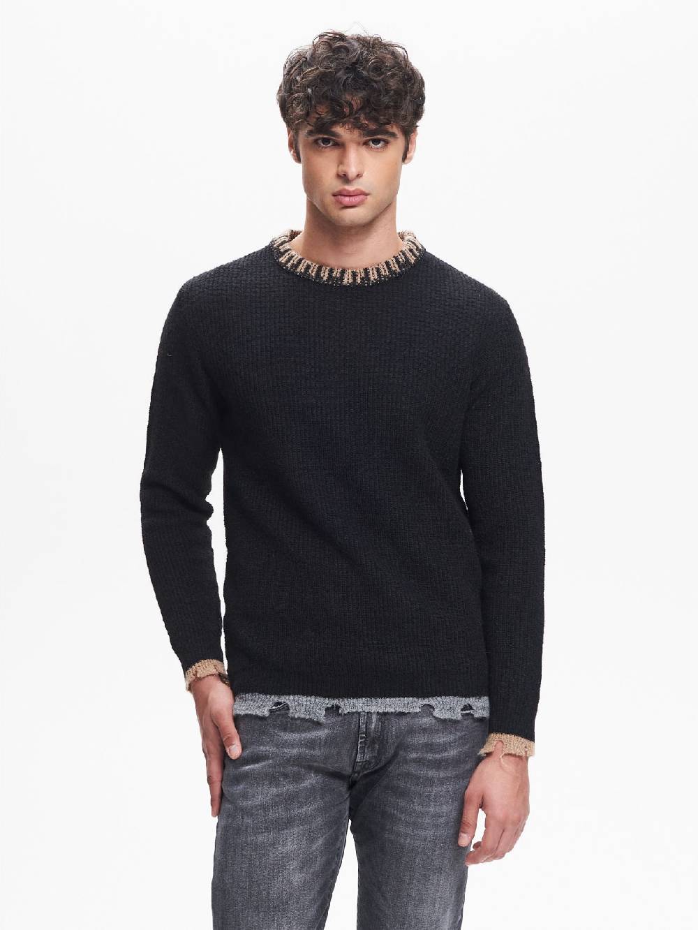 Rinascimento Maglia Girocollo Uomo Costa Inglese Nero QB24 Shopping Online