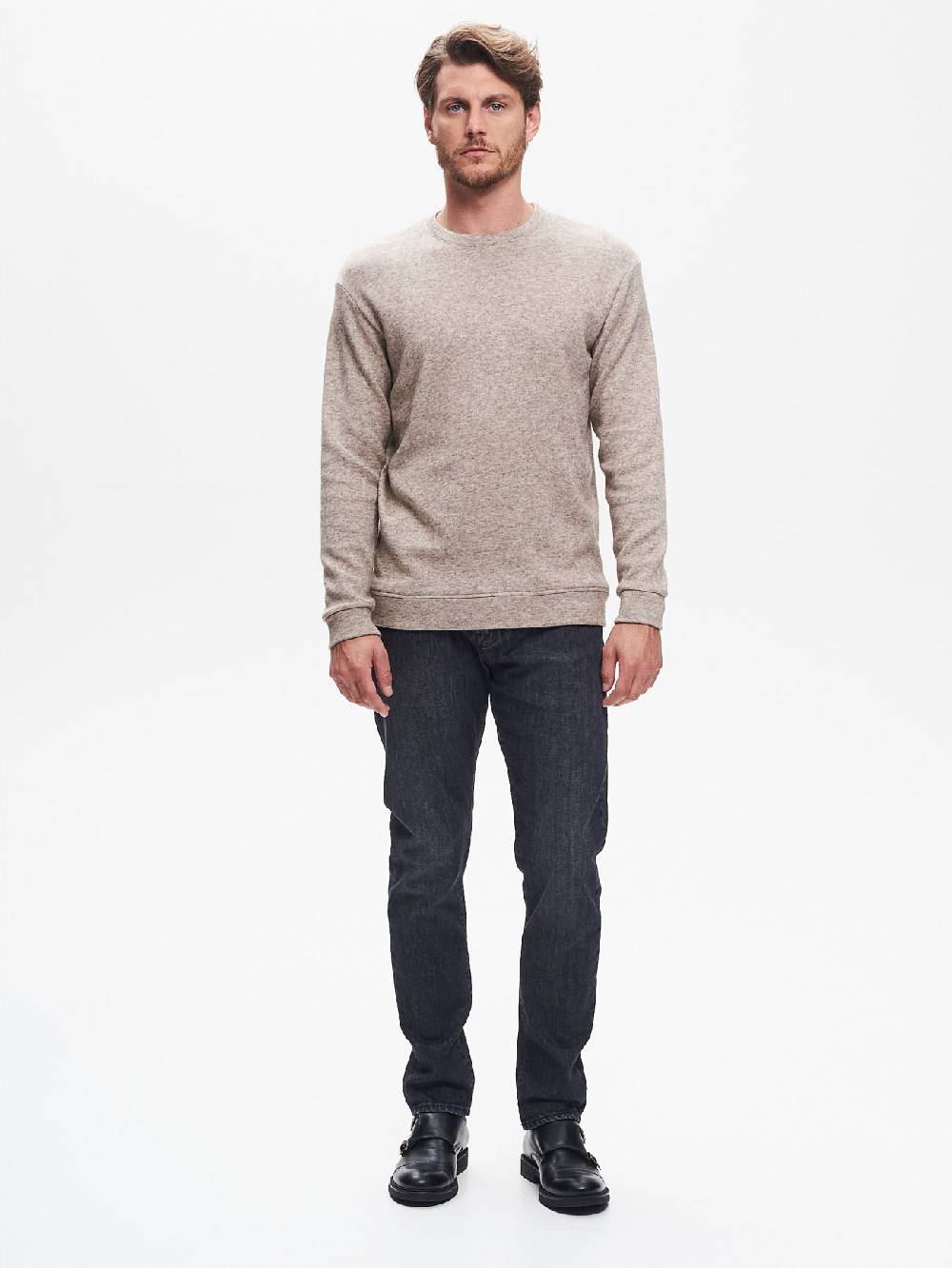 Rinascimento Felpa Girocollo Uomo in Maglia Tagliata Fango QB24 Outlet