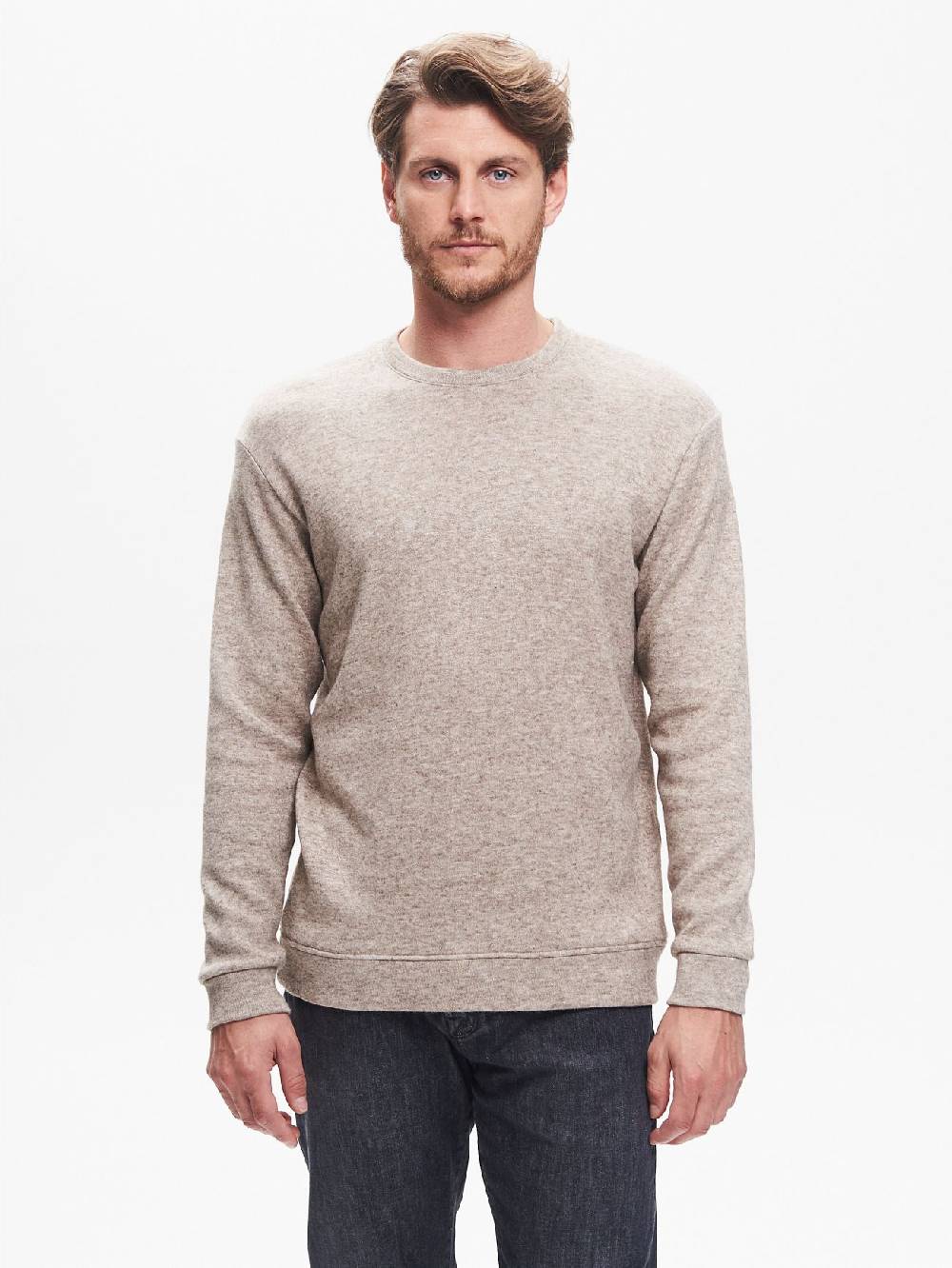 Rinascimento Felpa Girocollo Uomo in Maglia Tagliata Fango QB24 Outlet