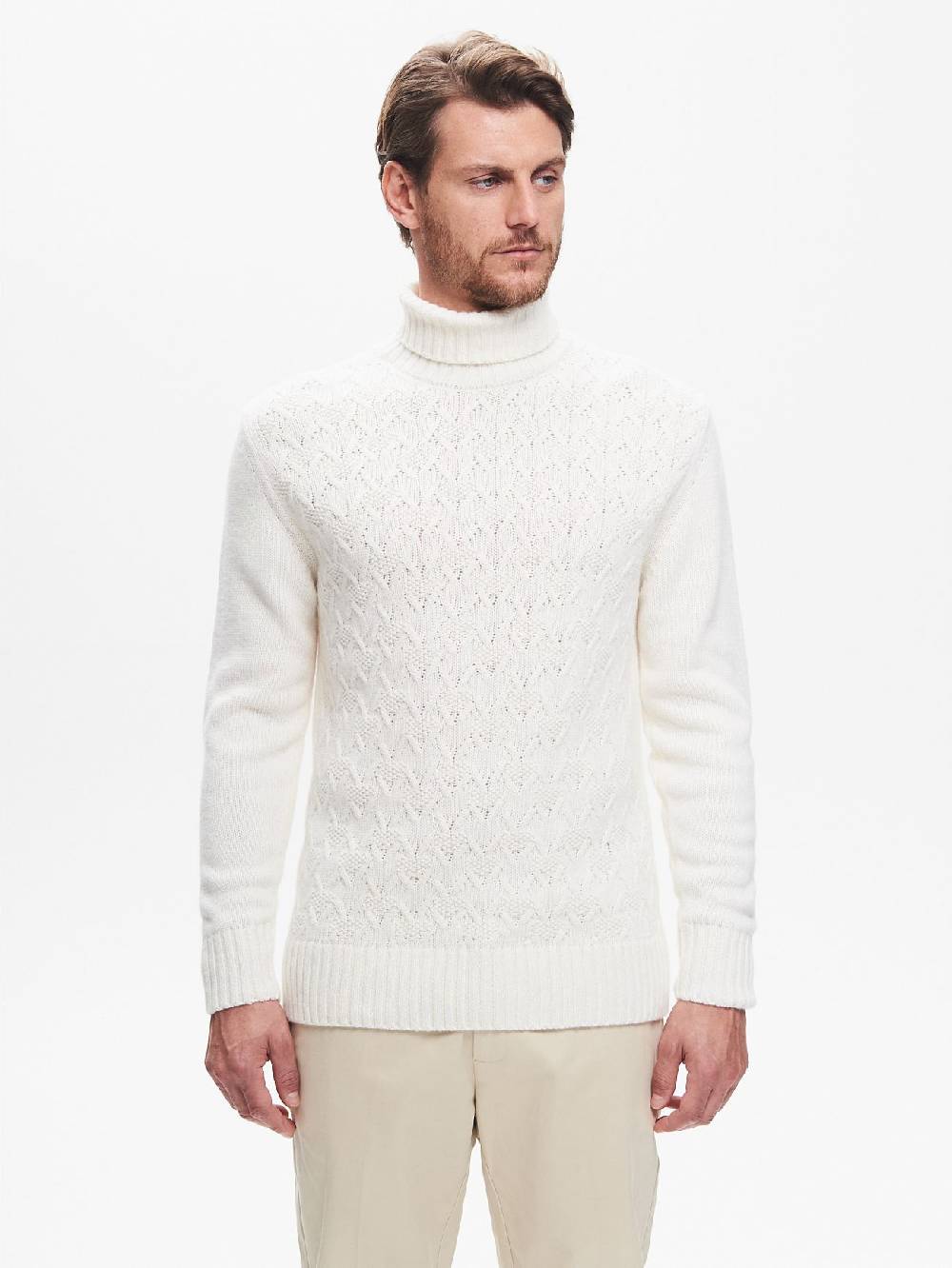 Rinascimento Maglione Dolcevita Uomo con Lavorazione QB24 Vendita Economica