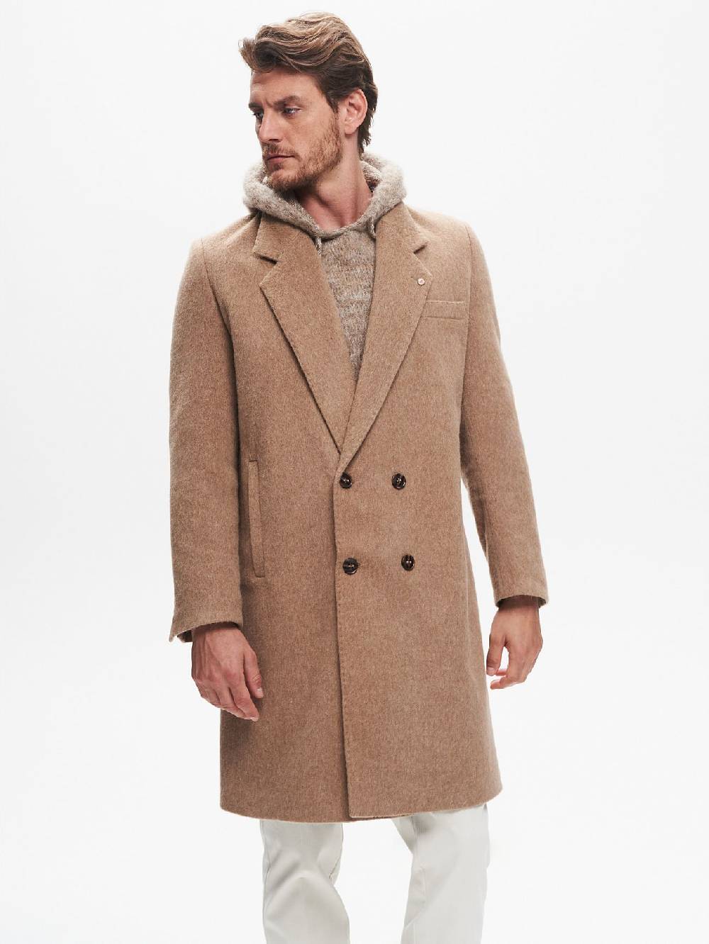 Rinascimento Cappotto Doppiopetto Uomo Over Spazzolato QB24 Saldi Di Fabbrica