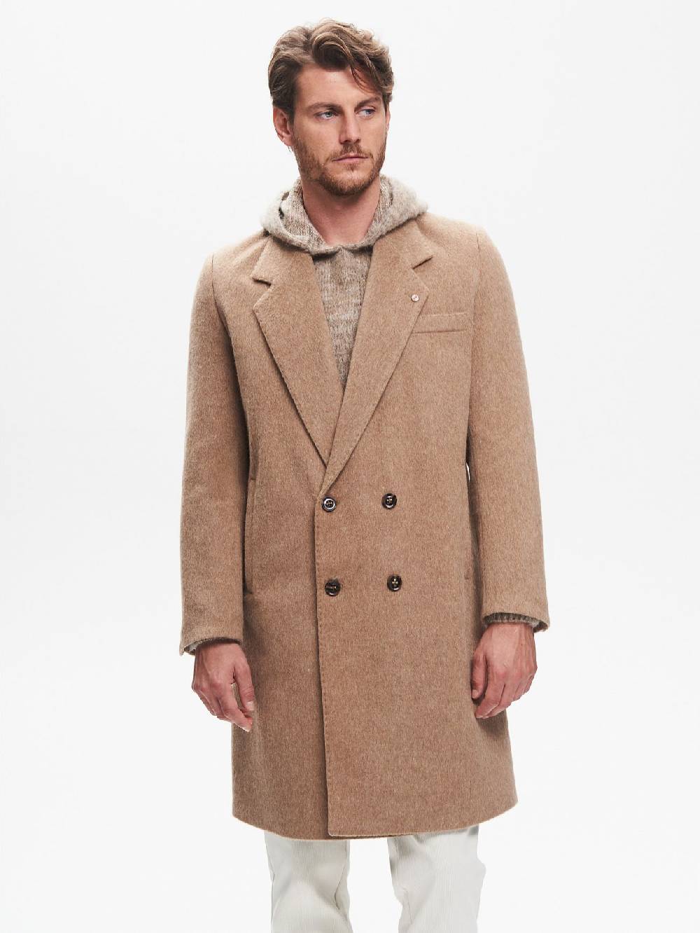 Rinascimento Cappotto Doppiopetto Uomo Over Spazzolato QB24 Saldi Di Fabbrica