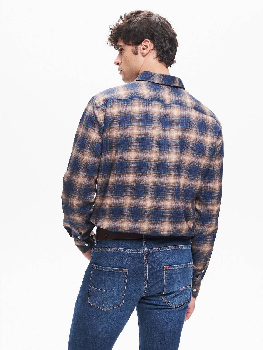 Rinascimento Camicia Check Uomo Collo alla Francese Blu QB24 2025