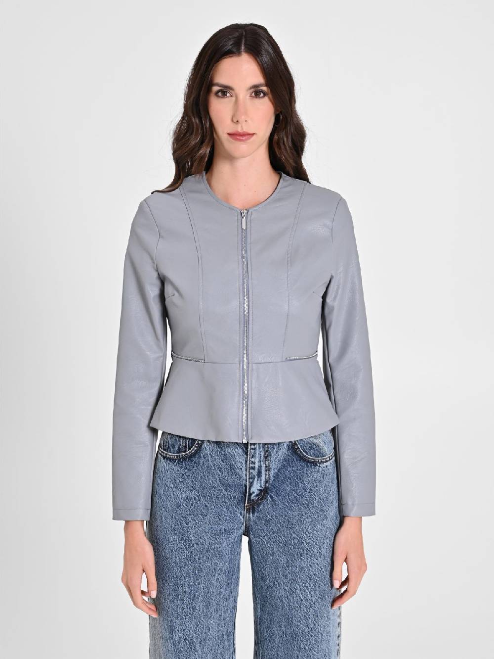 Rinascimento Giubbino in similpelle con Baschina Donna Negozi Online