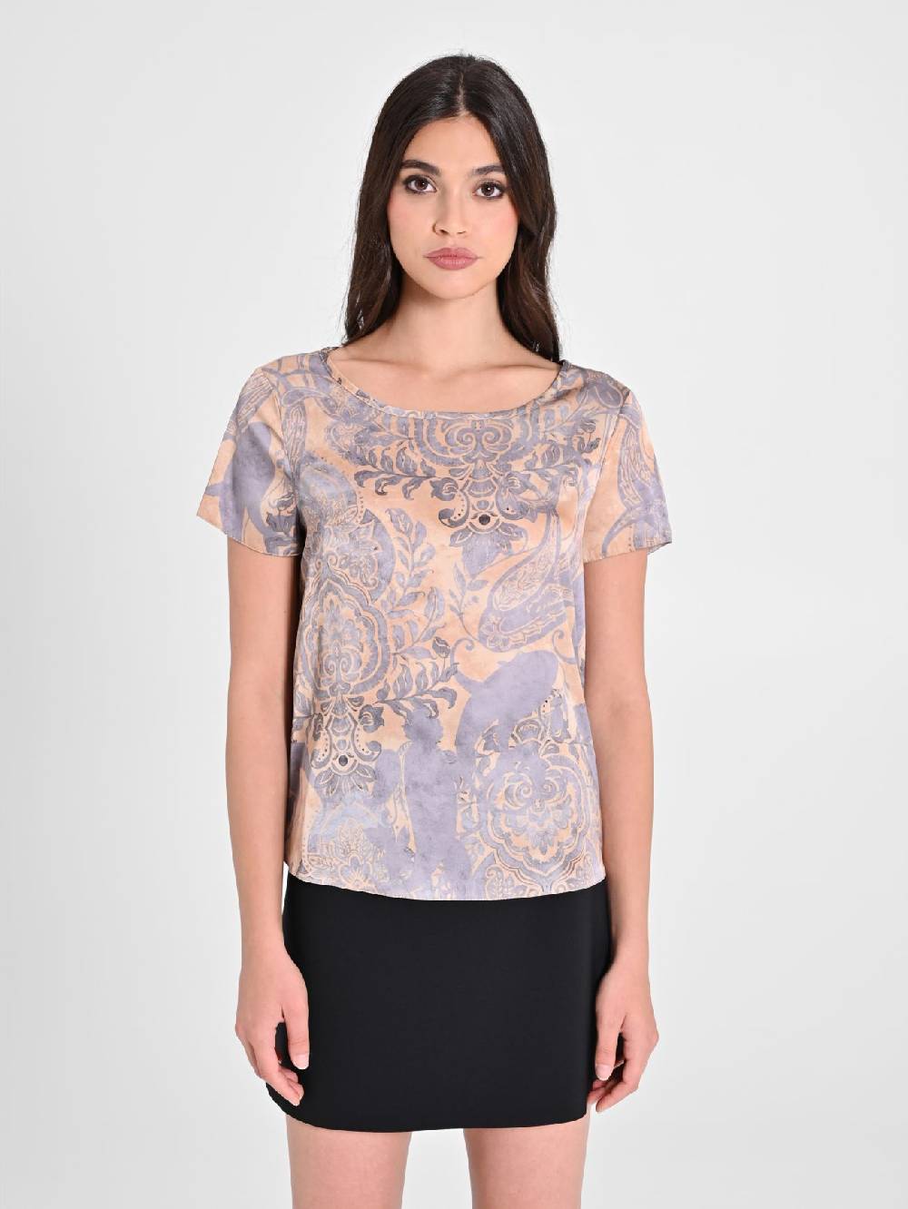 Rinascimento Blusa in Raso stampa Cachemire Promozione Limitata