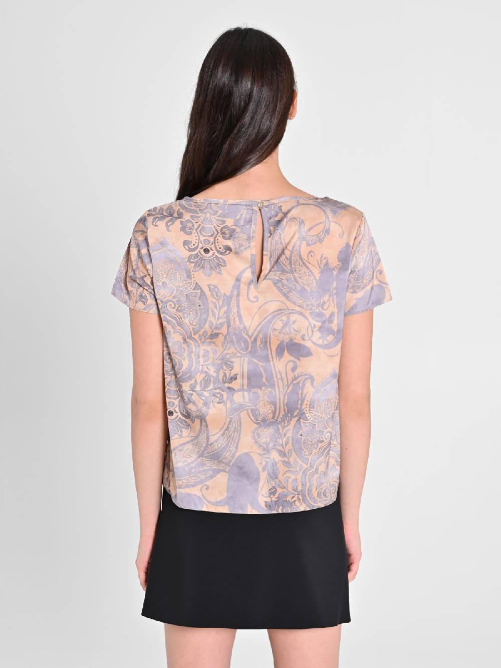 Rinascimento Blusa in Raso stampa Cachemire Promozione Limitata