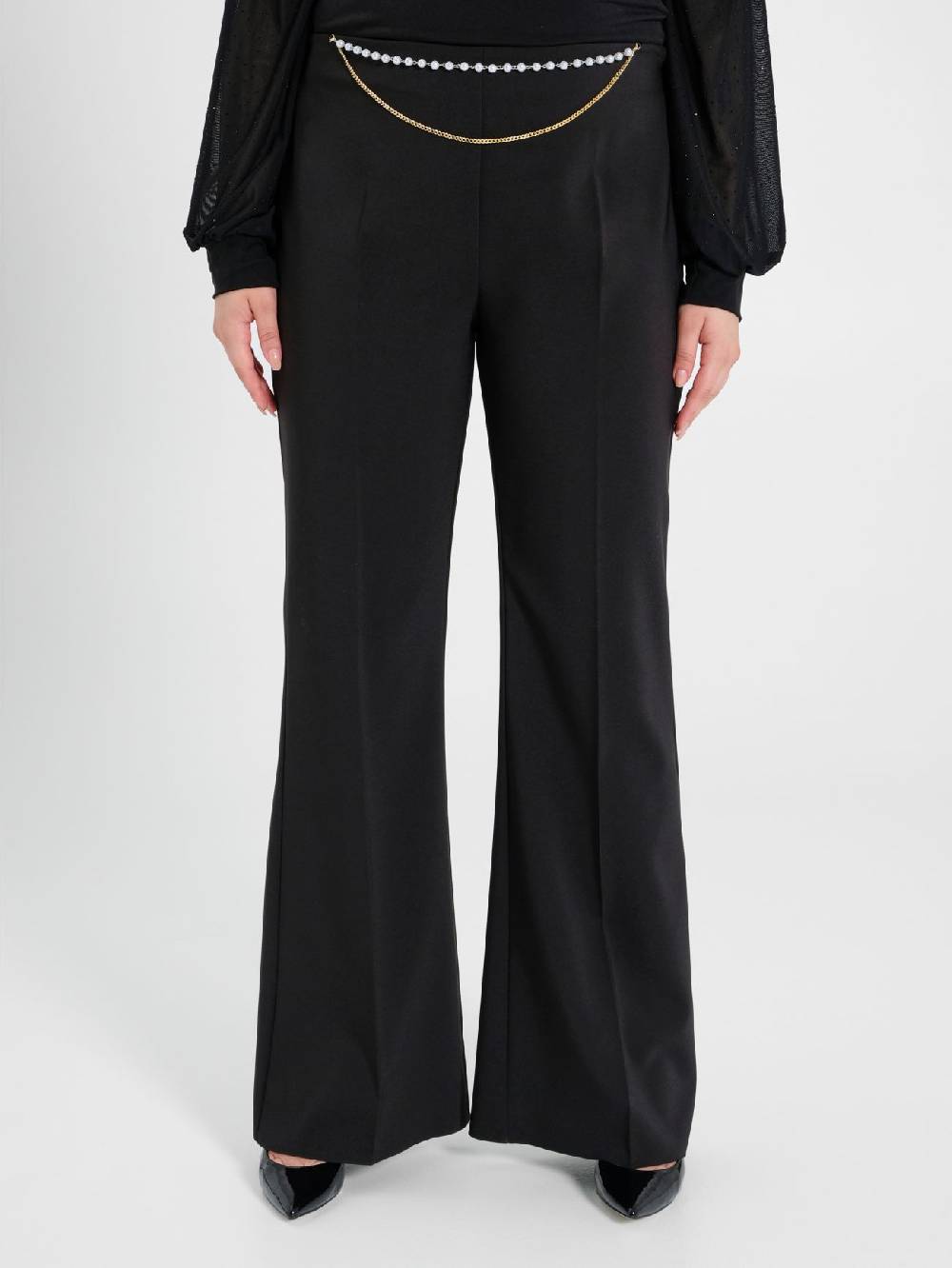 Rinascimento Pantaloni Flared Curvy con Perle Saldi
